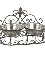 Clayre & Eef Dieren voerbak 39*20*23 cm / 2*500 ml 6Y1407