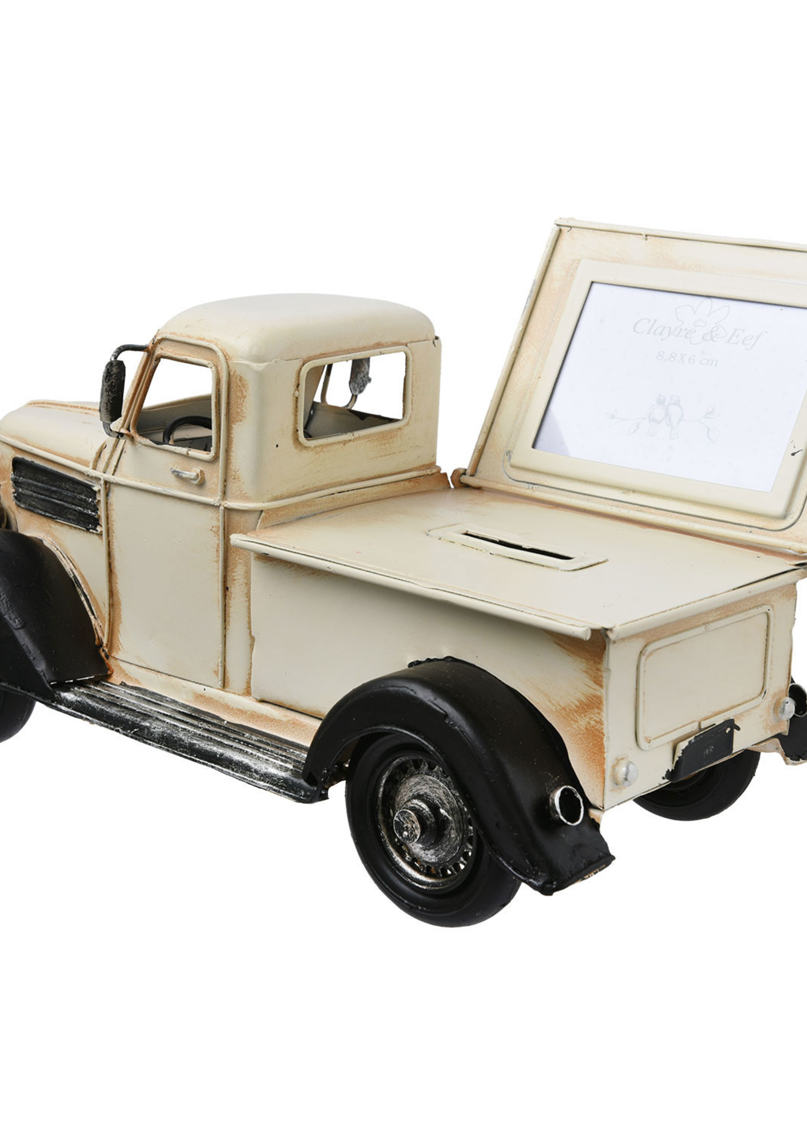 Clayre & Eef Modèle voiture / Tirelire / Cadre photo 26*12*13 cm / 9*7 cm 6Y2449