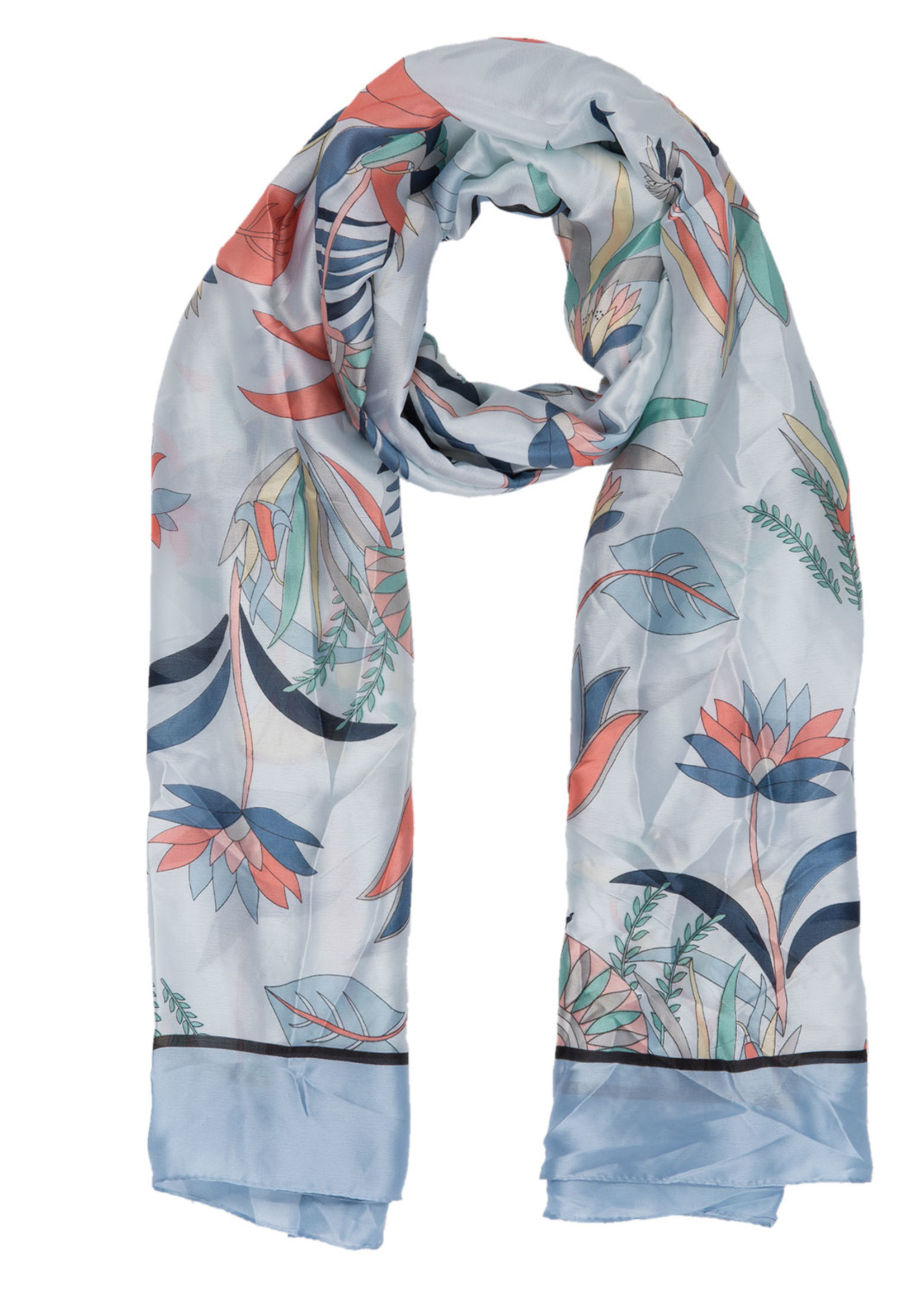 Clayre & Eef Écharpe 90*180 cm bleu JZSC0307BL