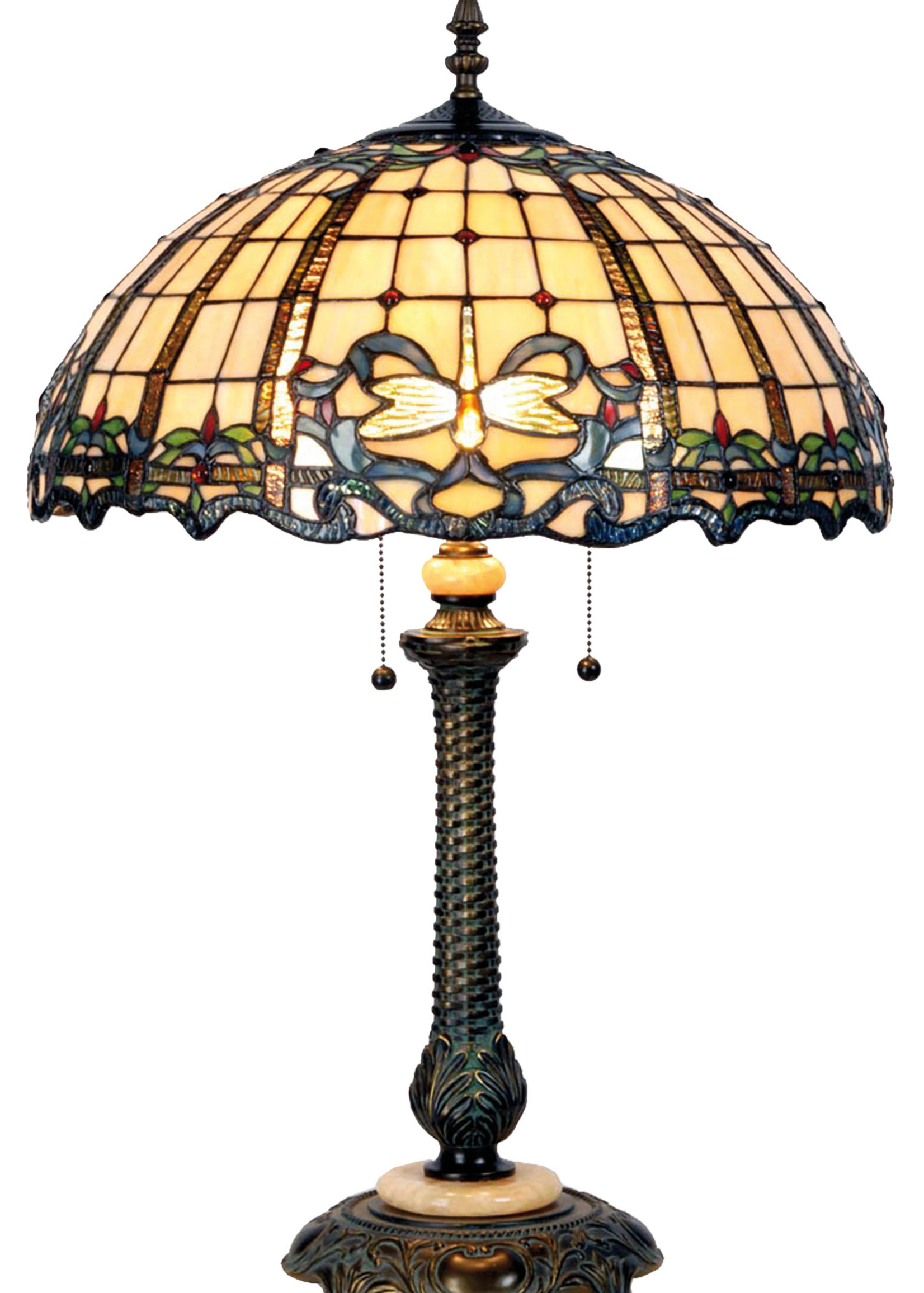 Clayre & Eef Tafellamp Tiffany Ø 50*80 cm E27/max 2*60W 5LL-5298