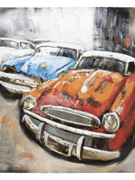 Clayre & Eef Wanddecoratie 3 autos 100*6*100 cm JJWA00015