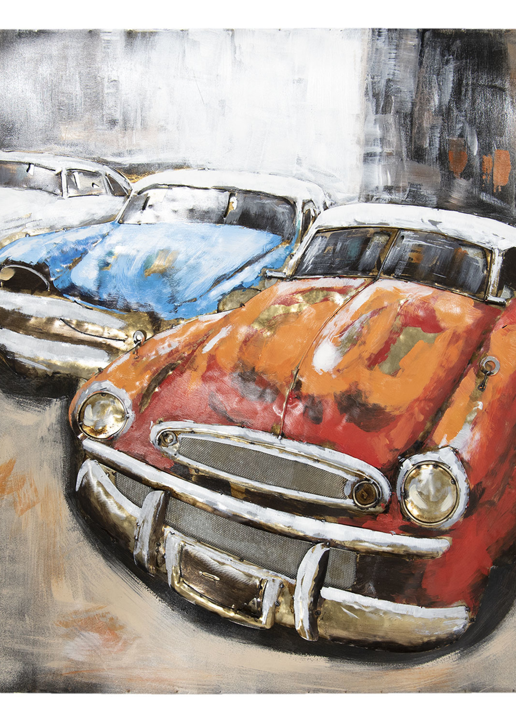 Clayre & Eef Mur Déco 3 voitures 100*6*100 cm JJWA00015