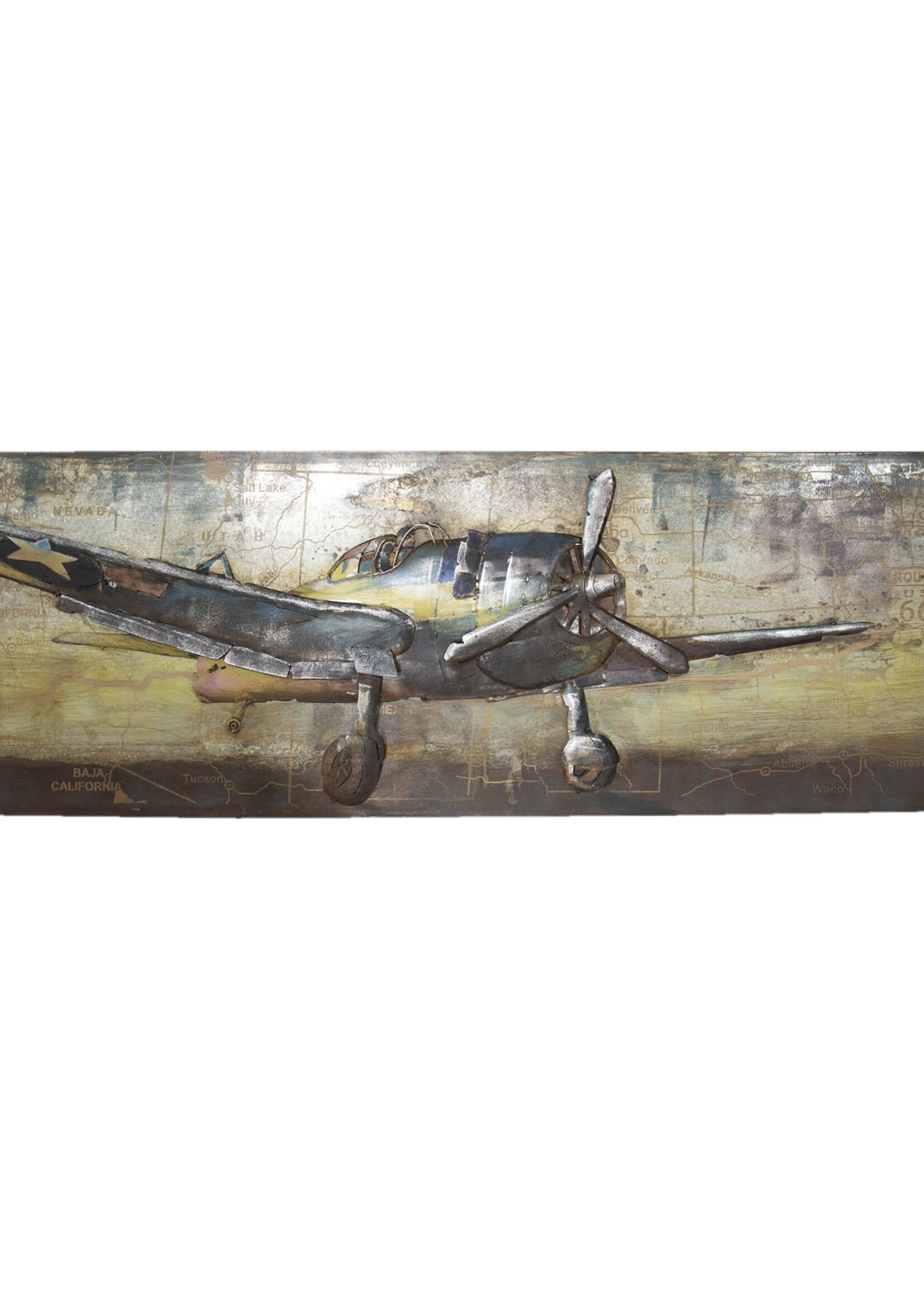 Clayre & Eef Wanddecoratie vliegtuig 180*7*56 cm JJWA00064