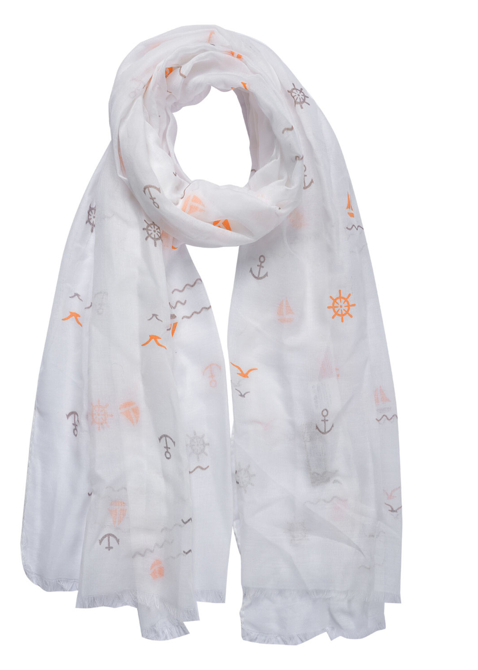 Clayre & Eef Écharpe 70*180 cm blanc MLSC0295W