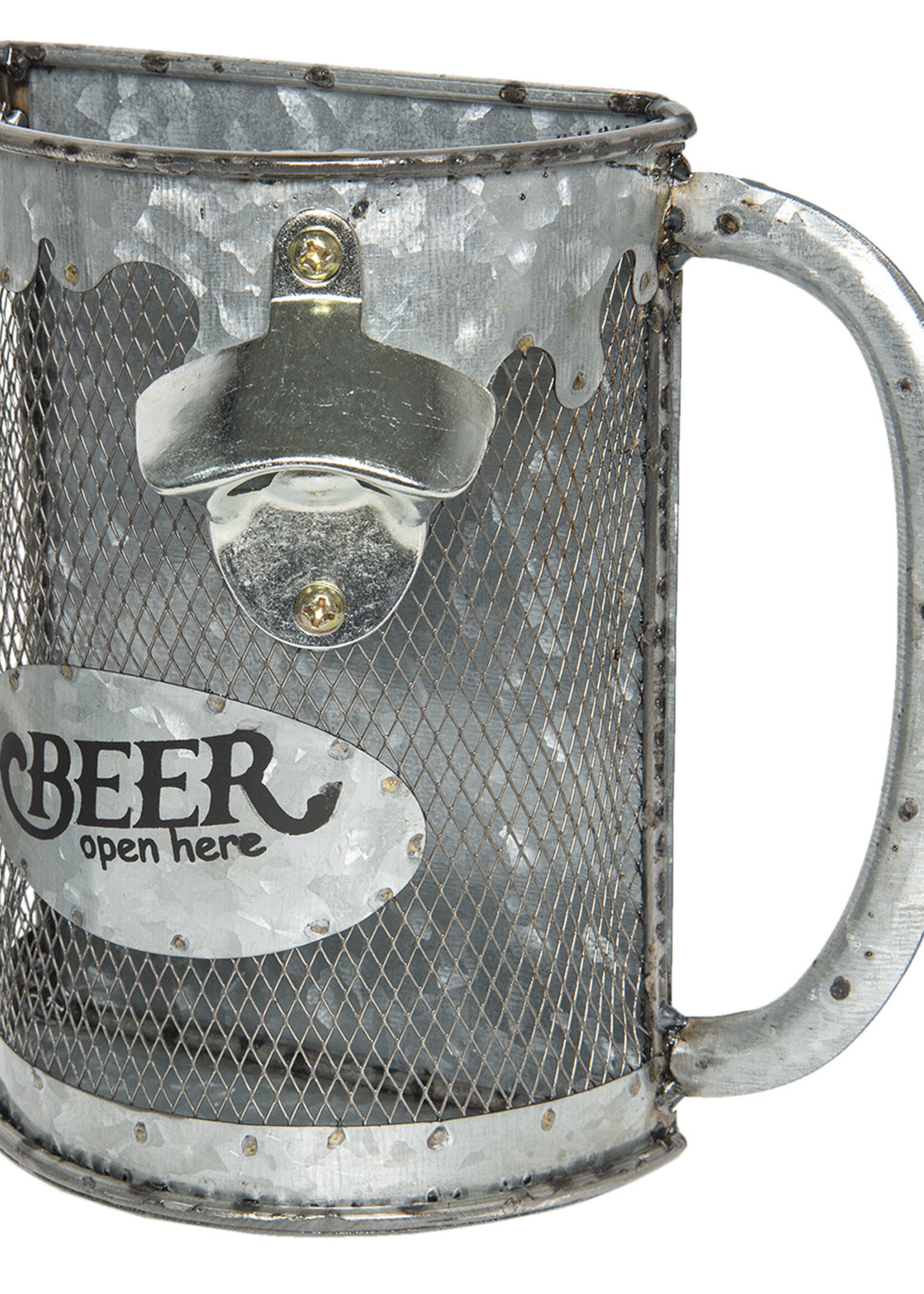 Clayre & Eef Porte-bouchon de bière avec ouvre bouteille 22*21*11 cm 64108