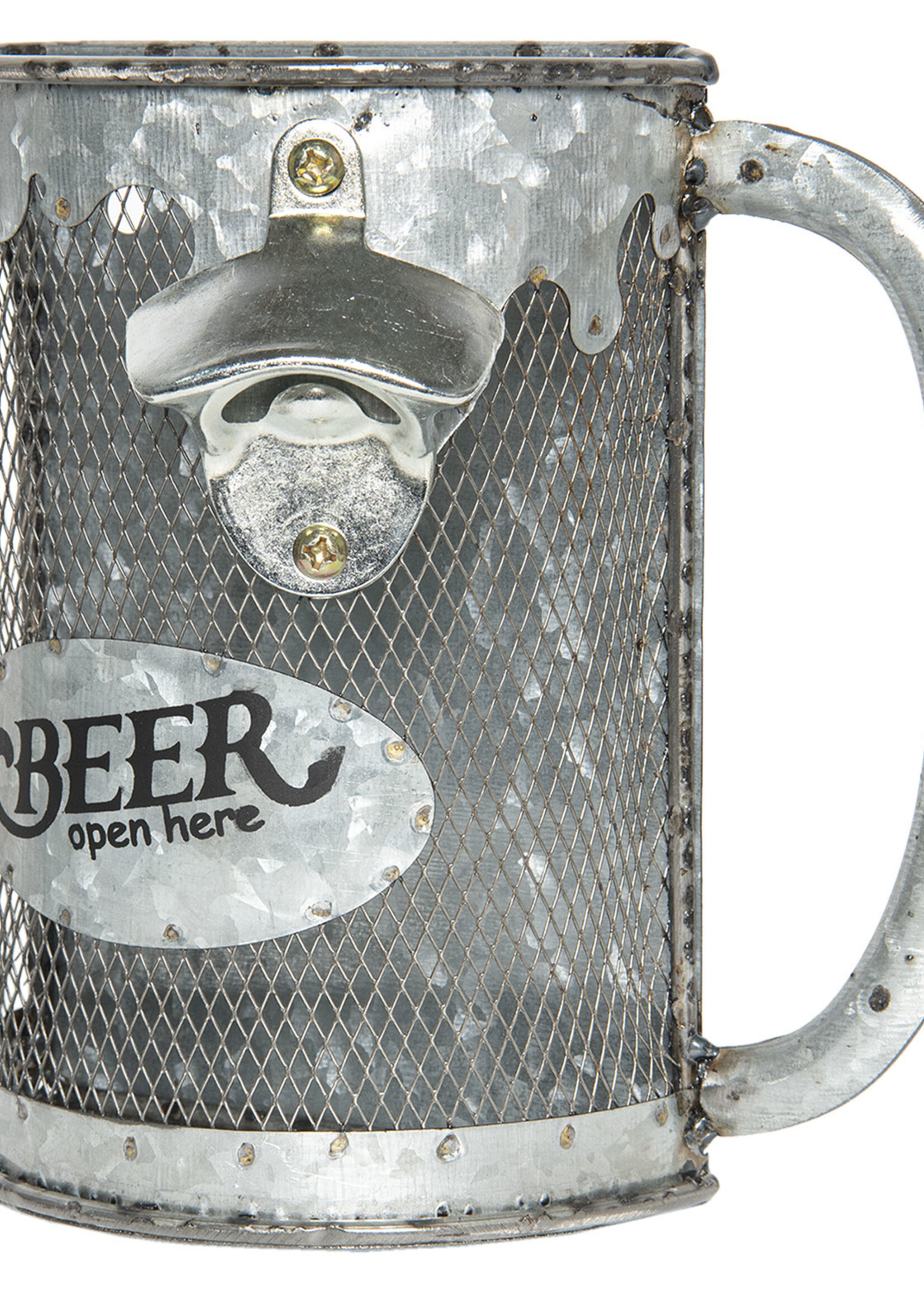 Clayre & Eef Porte-bouchon de bière avec ouvre bouteille 22*21*11 cm 64108