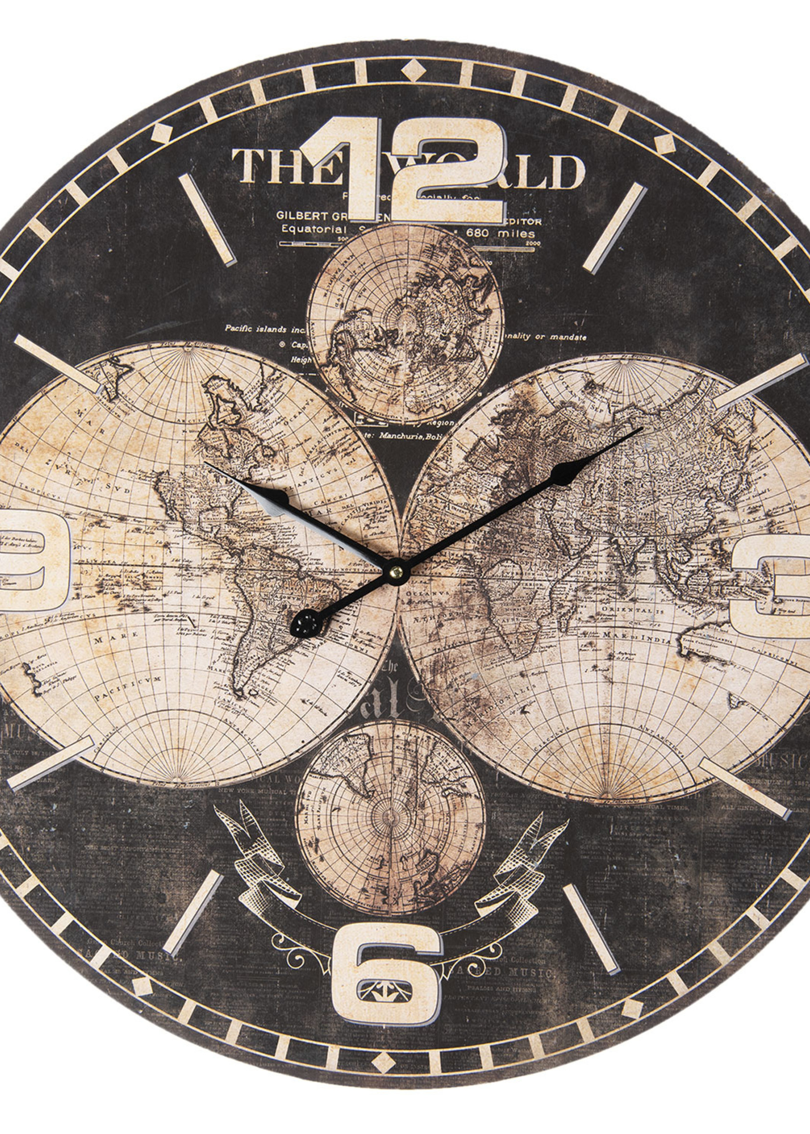 Clayre & Eef Horloge murale Ø 60*5 cm / 1*AA 5KL0148