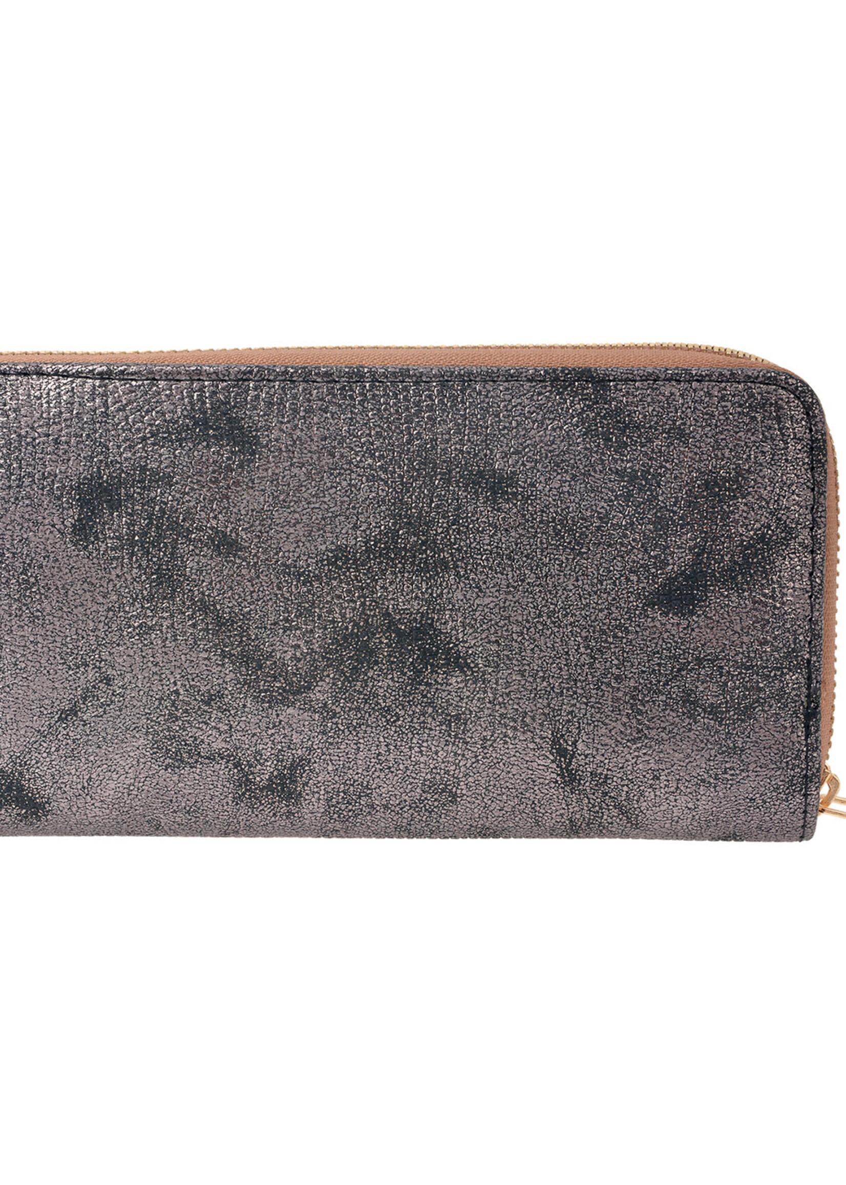 Clayre & Eef Porte-monnaie noir 19*10 cm gris MLPU0198G