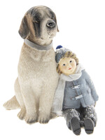 Clayre & Eef Decoratie kind met hond 13*11*15 cm 6PR2409