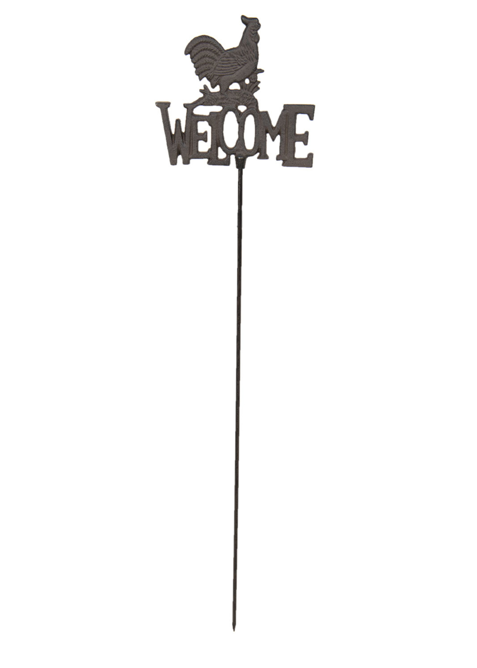 Clayre & Eef Déco à planter coq Welcome22*2*100 cm 5Y0523