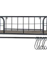 Clayre & Eef Étagère mural de fer et bois 60*21*24 cm 5Y0554