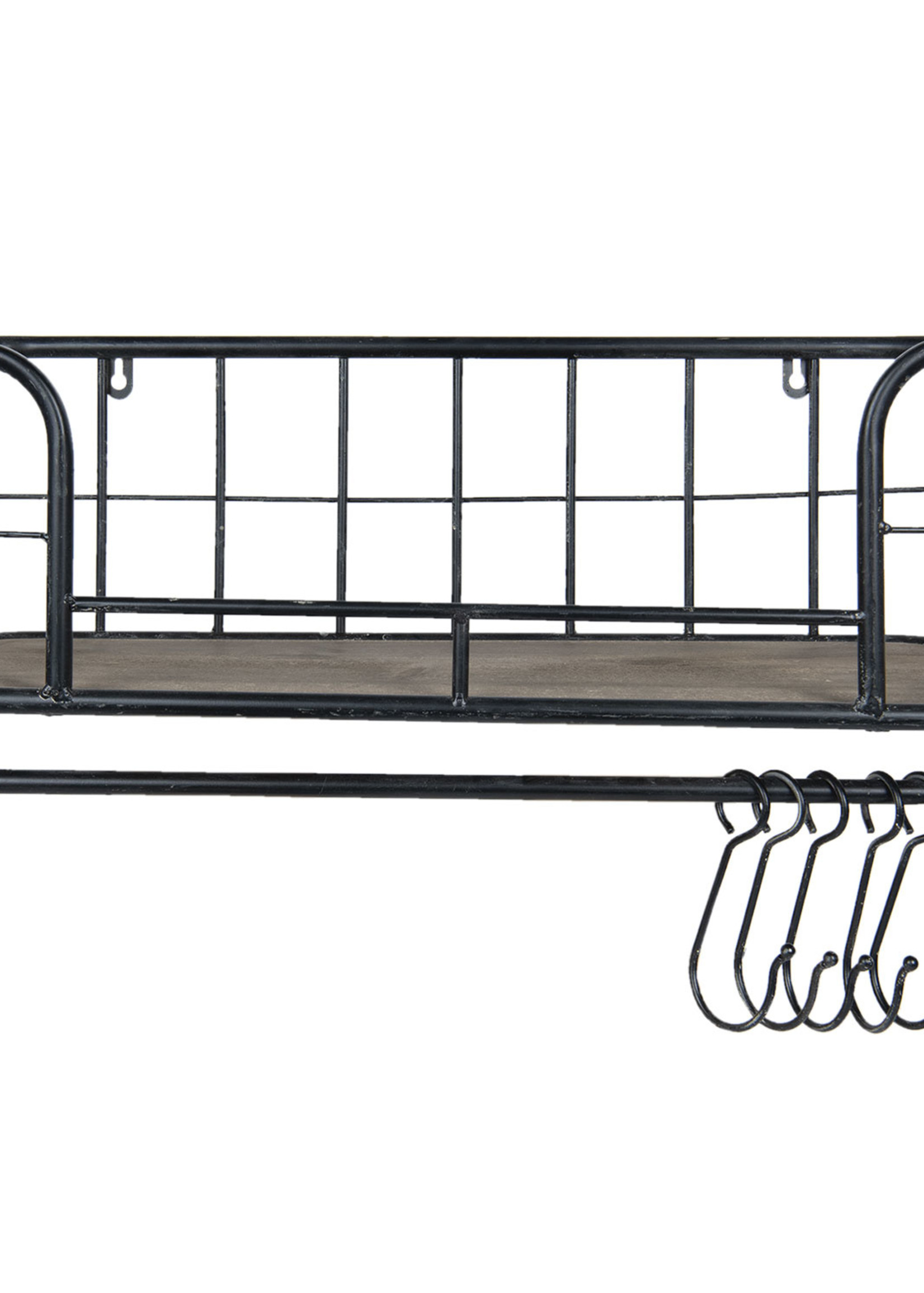 Clayre & Eef Wandrek metaal en hout 60*21*24 cm 5Y0554