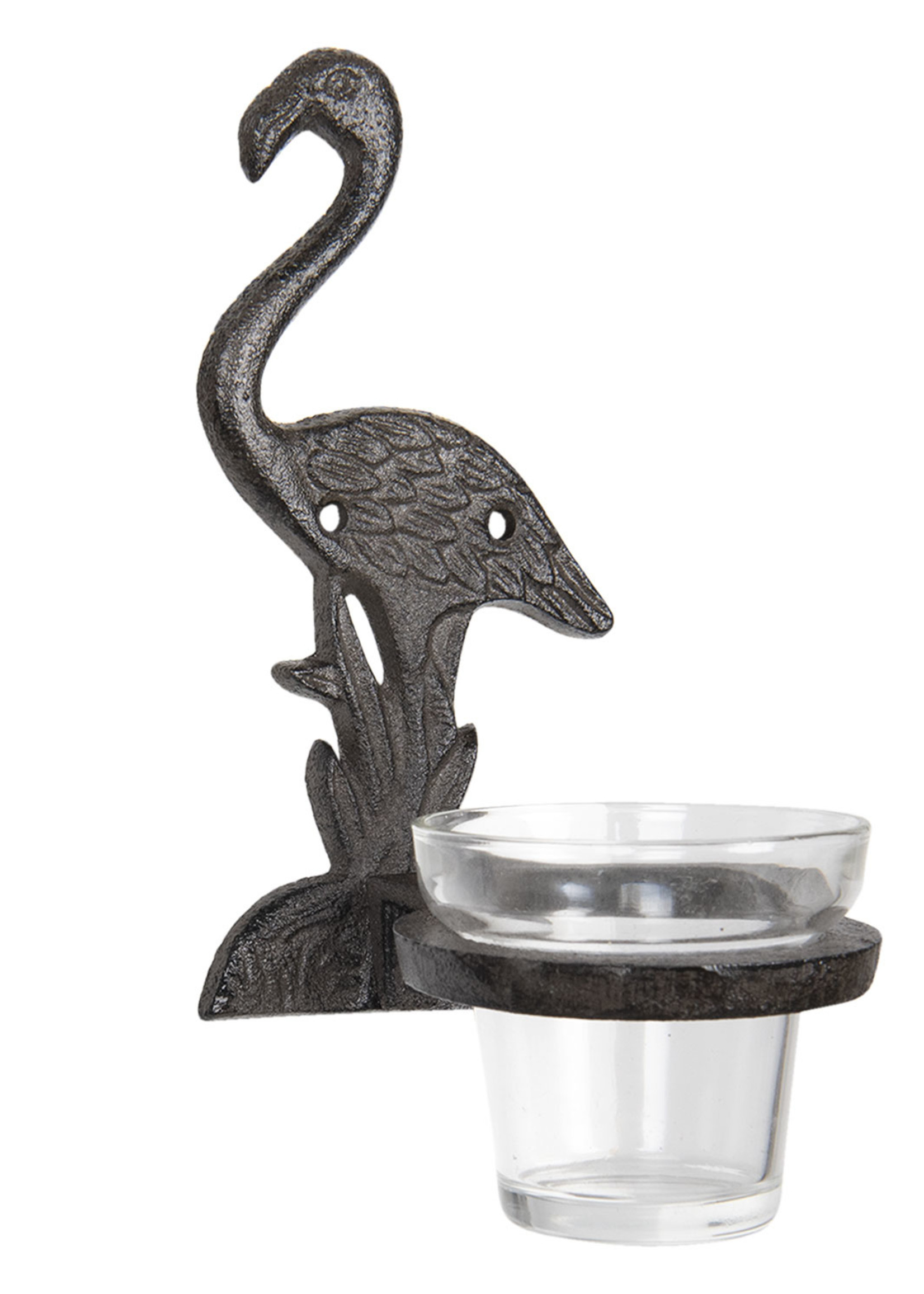 Clayre & Eef Waxinelichthouder flamingo 8*12*19 cm 6Y3010