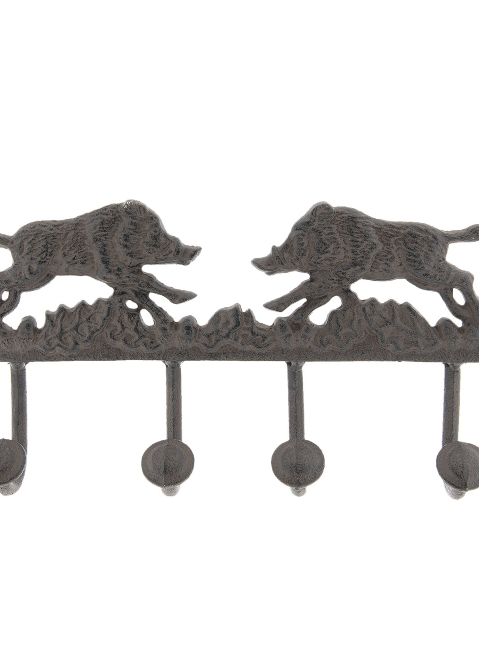 Clayre & Eef Portemanteau sangliers 4 patères 41*7*20 cm 6Y3025