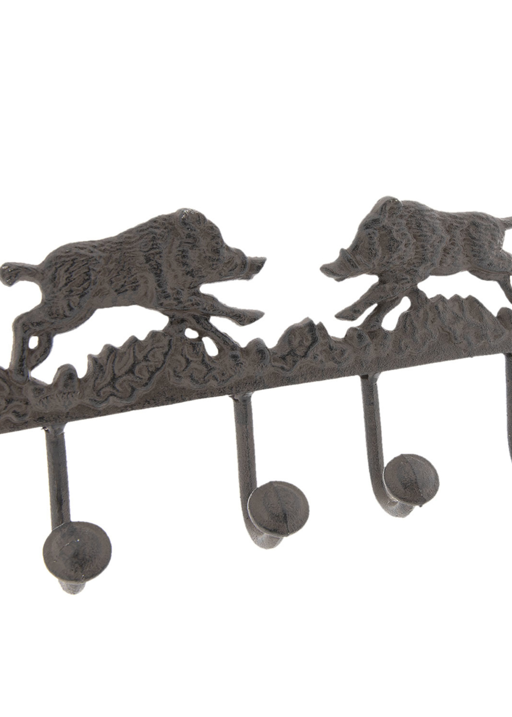 Clayre & Eef Portemanteau sangliers 4 patères 41*7*20 cm 6Y3025