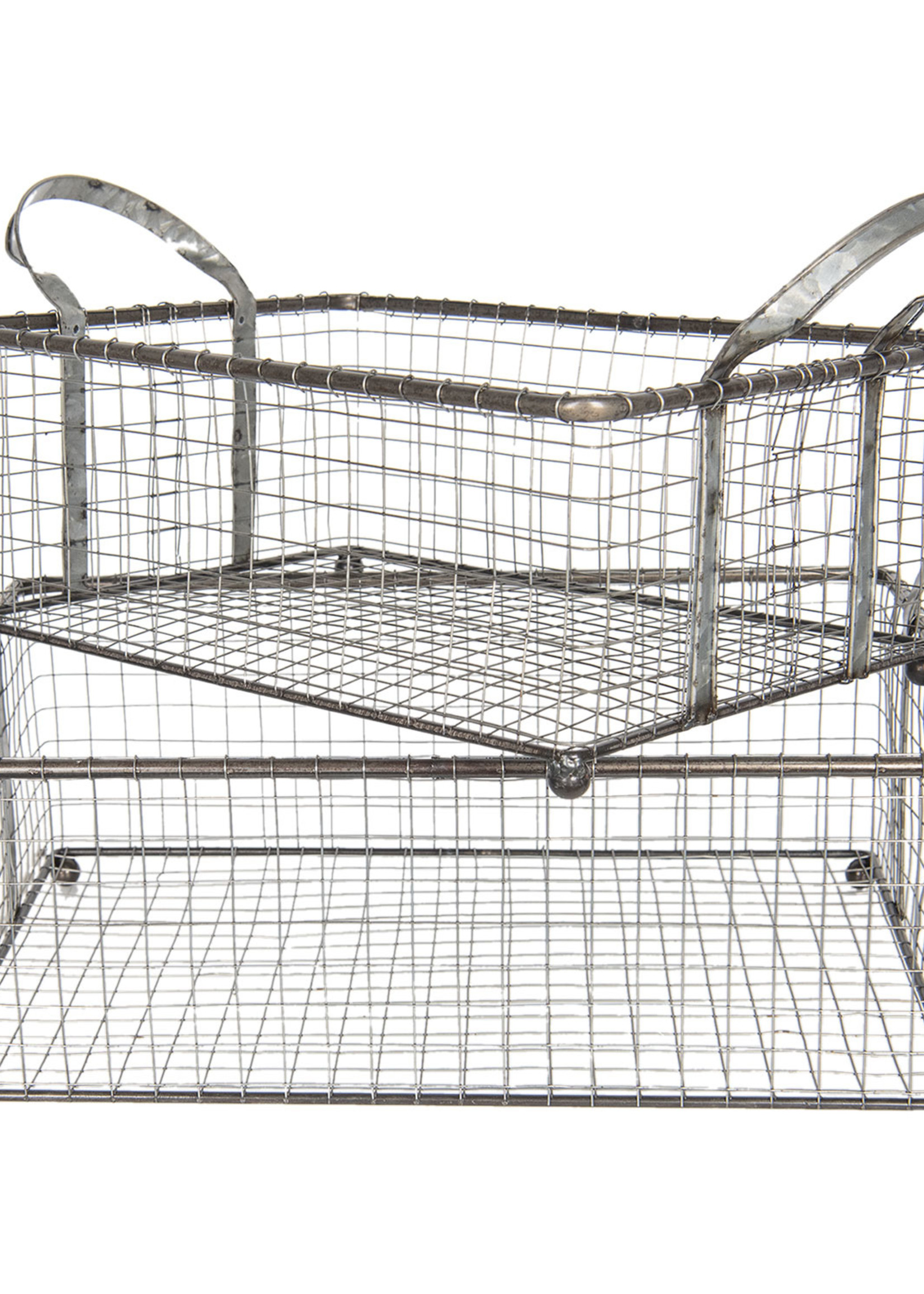 Clayre & Eef Ijzeren mand (2) 58*35*25 / 52*30*22 cm 5Y0550