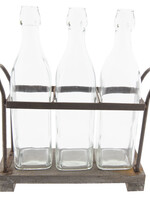 Clayre & Eef Flessenrek met flessen 30*10*35 cm / 3*900 ml 6Y3317