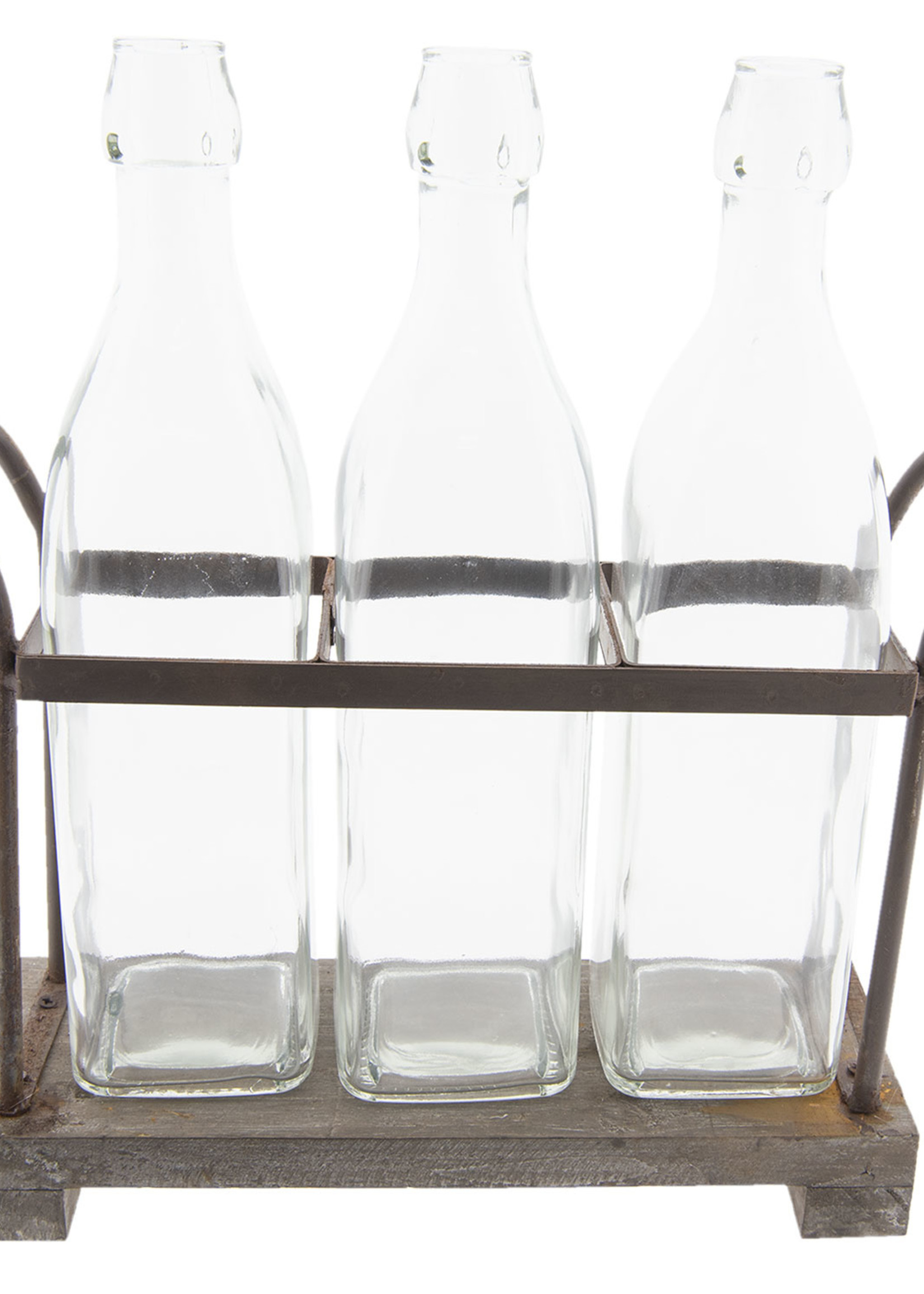 Clayre & Eef Flessenrek met flessen 30*10*35 cm / 3*900 ml 6Y3317