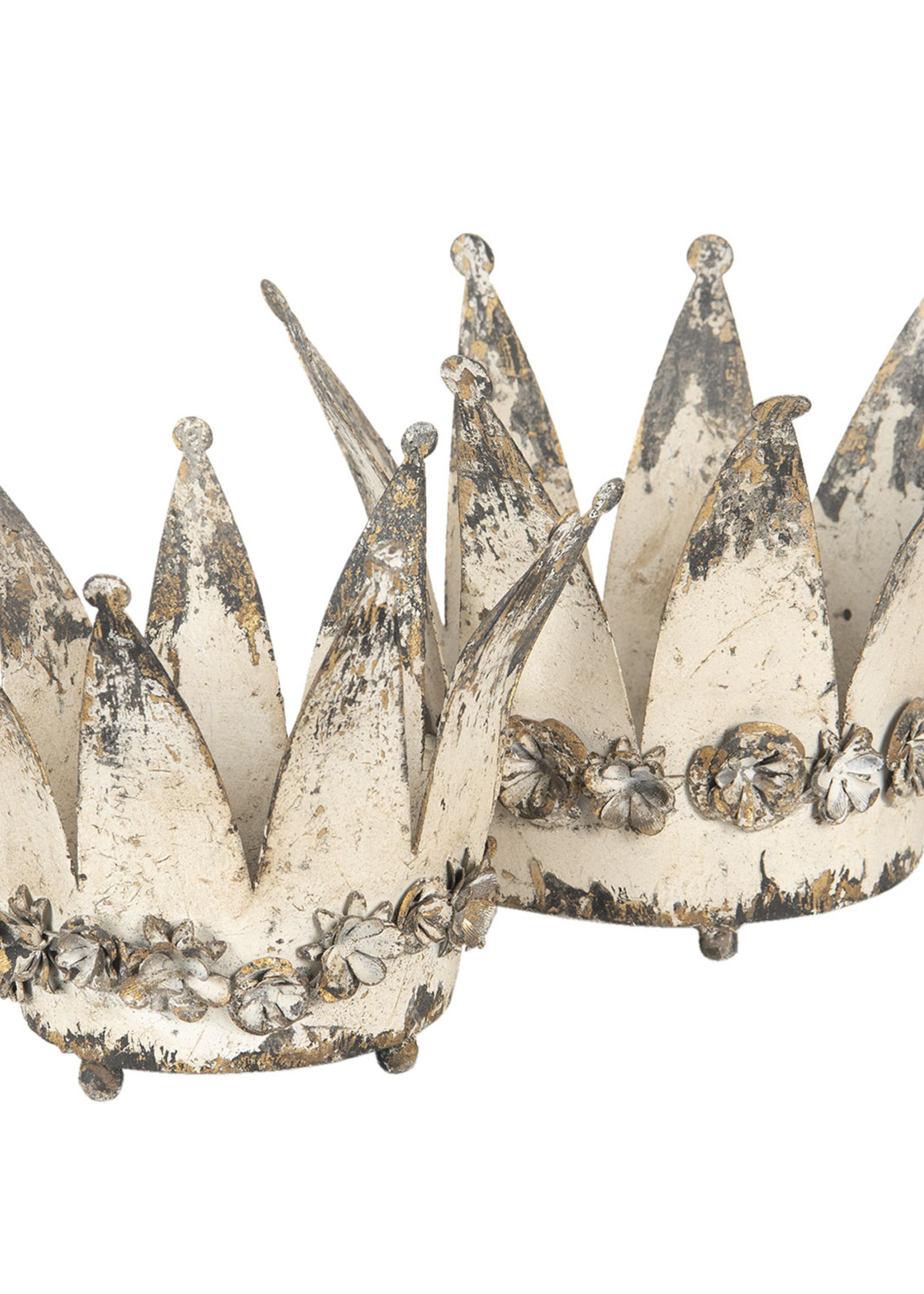 Clayre & Eef Décoration couronne royale / Photophore (2) Ø 33*24/ Ø 25*20 6Y2955