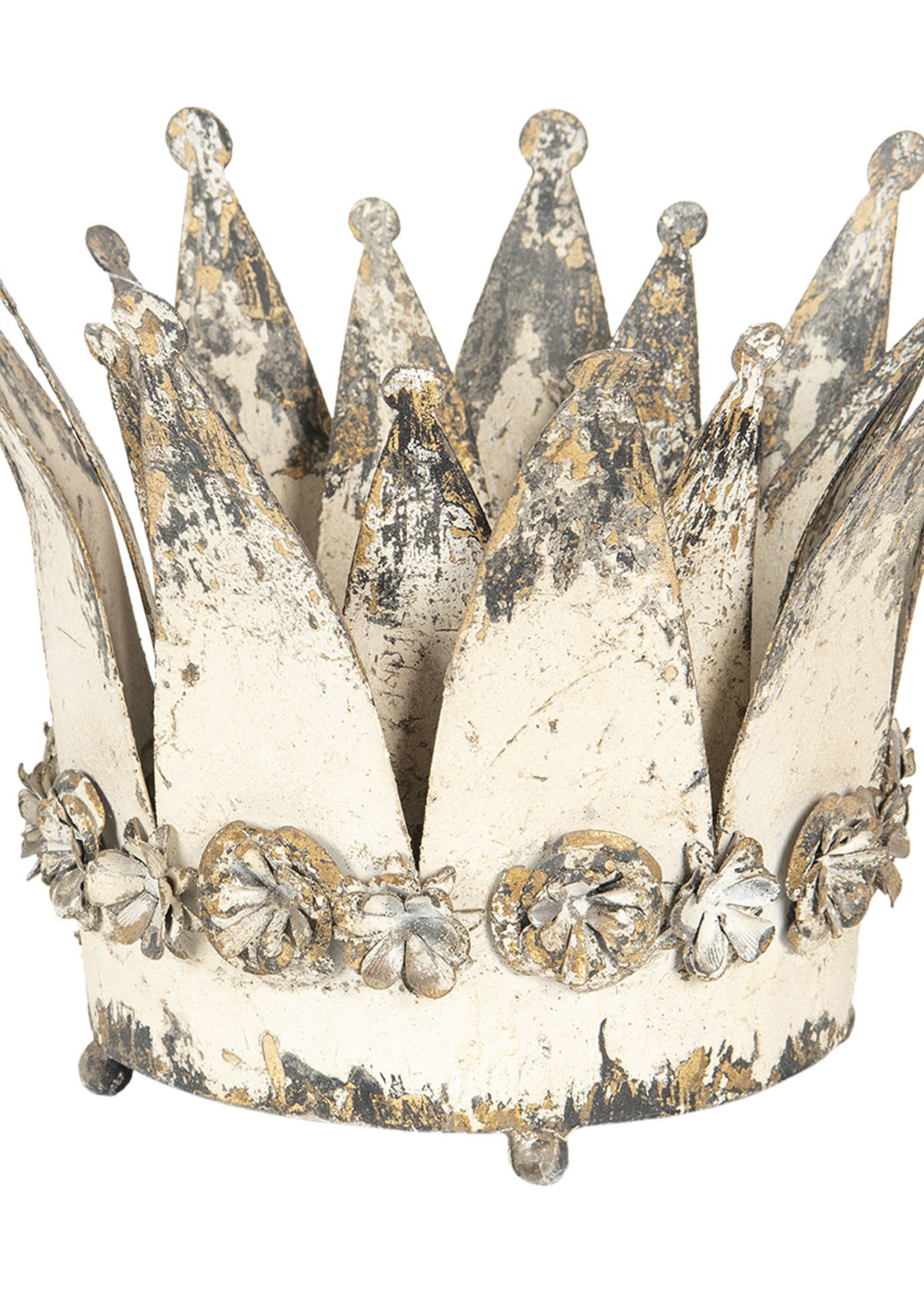 Clayre & Eef Décoration couronne royale / Photophore (2) Ø 33*24/ Ø 25*20 6Y2955