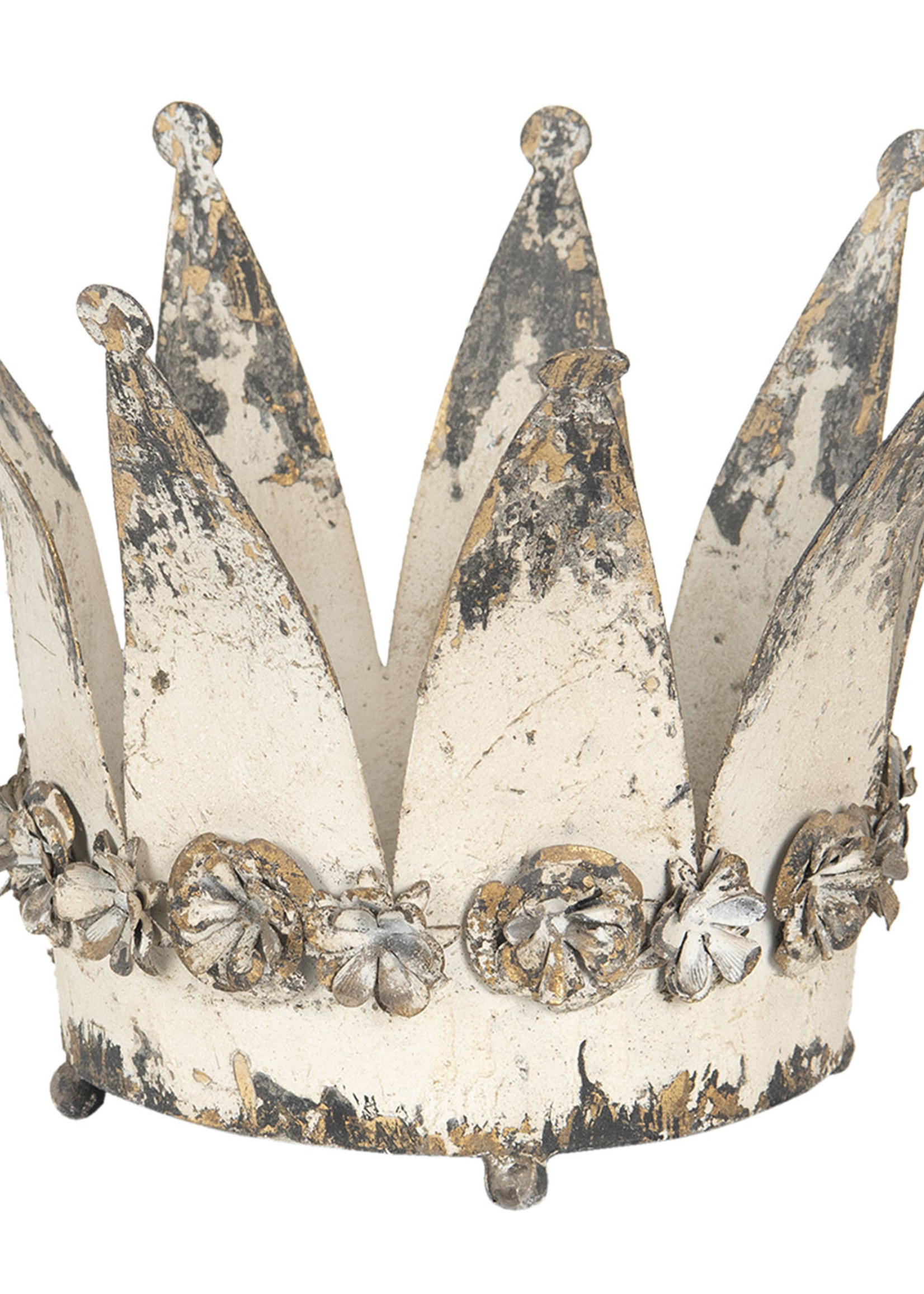 Clayre & Eef Décoration couronne royale / Photophore (2) Ø 33*24/ Ø 25*20 6Y2955