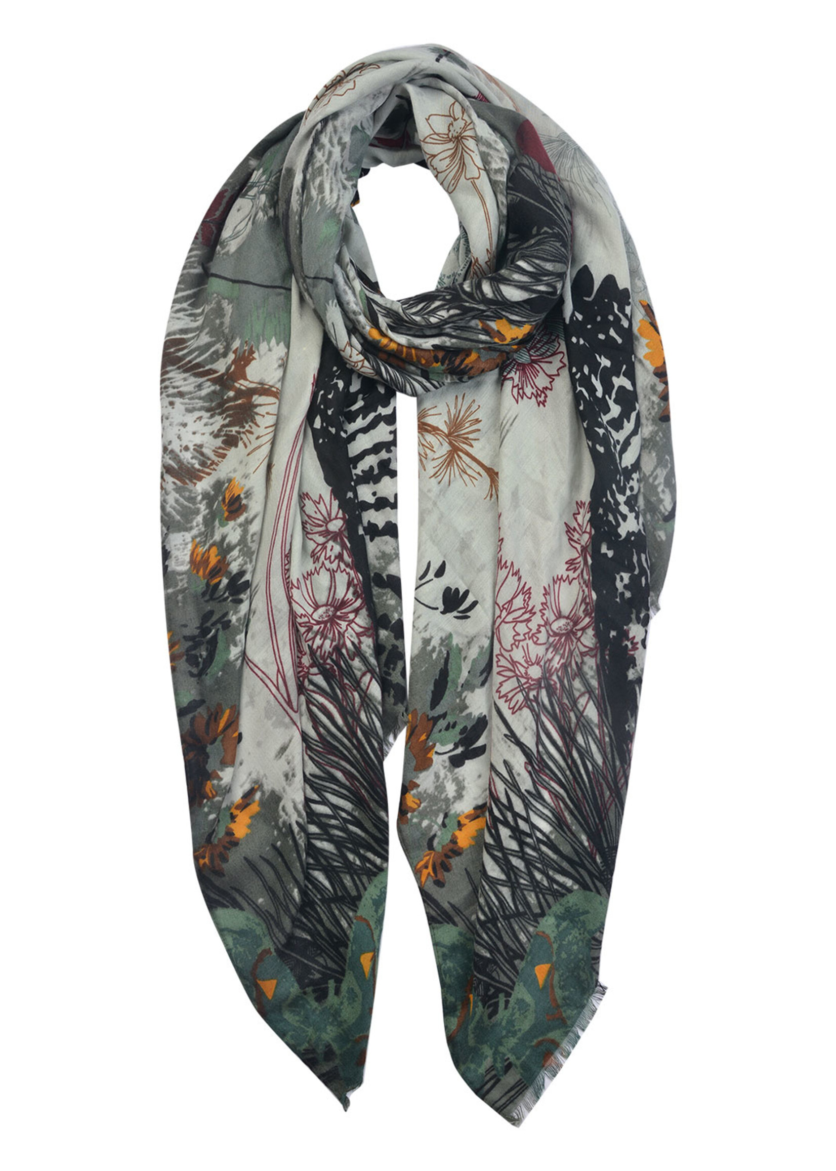 Clayre & Eef Sjaal 90*180 cm groen MLSC0309GR