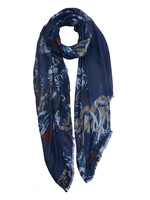 Clayre & Eef Écharpe 90*180 cm bleu MLSC0310BL