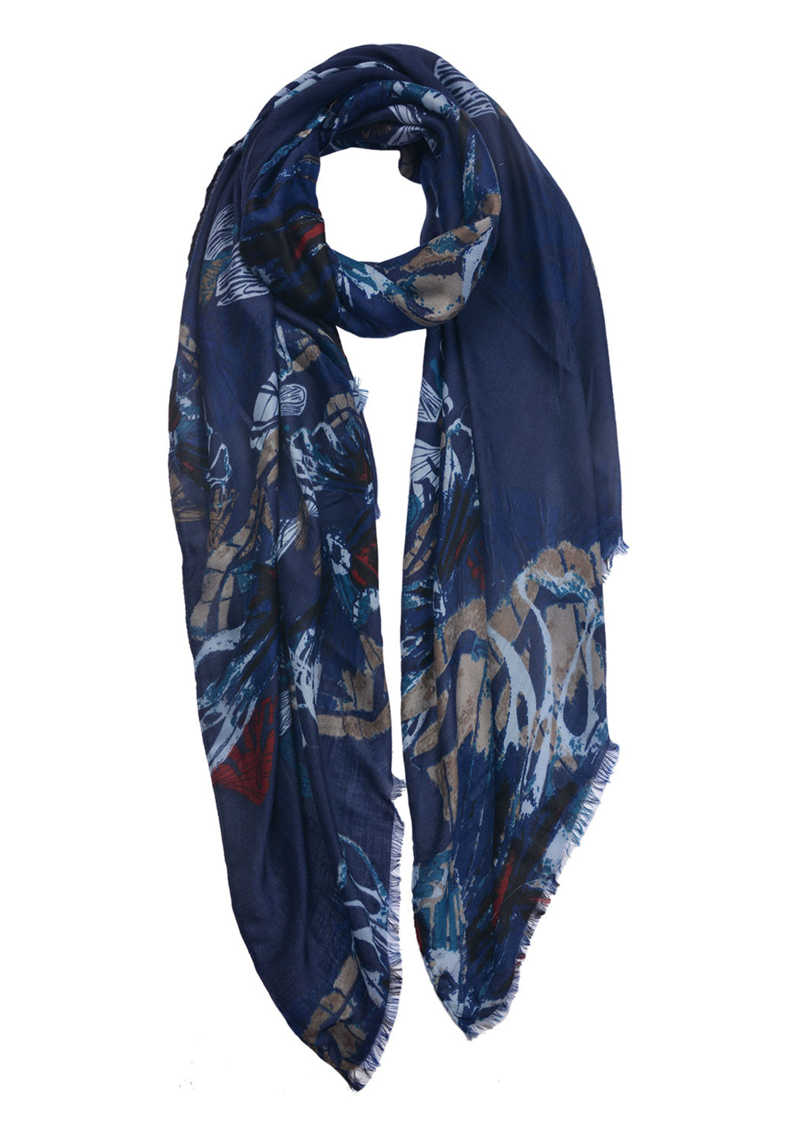 Clayre & Eef Écharpe 90*180 cm bleu MLSC0310BL