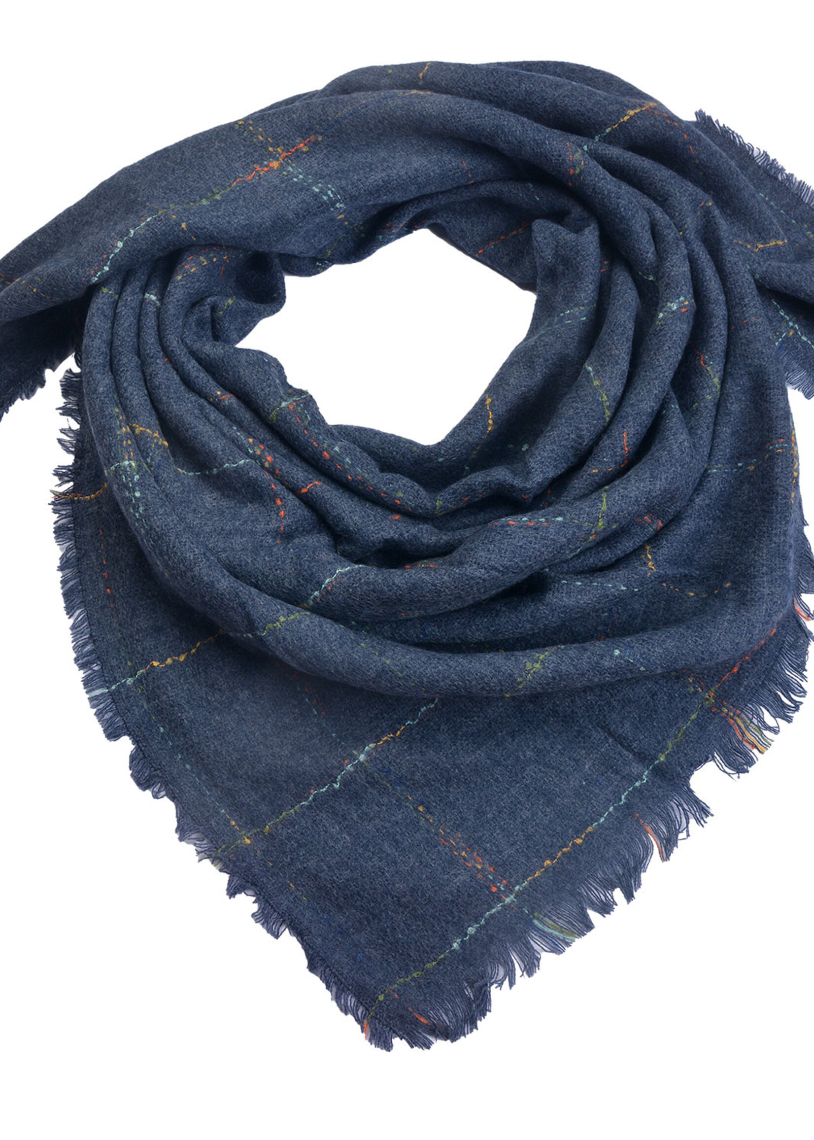 Clayre & Eef Écharpe 130*130 cm bleu MLSC0322BL