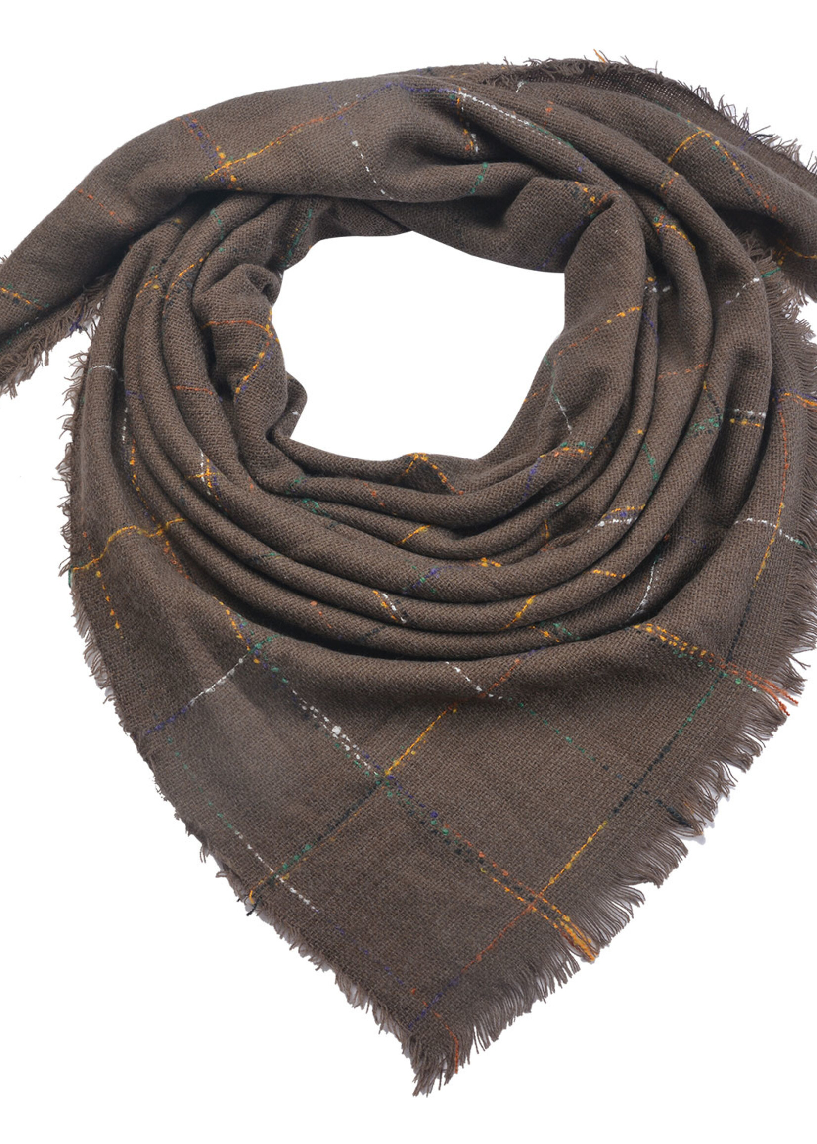 Clayre & Eef Écharpe 130*130 cm brun MLSC0322CH