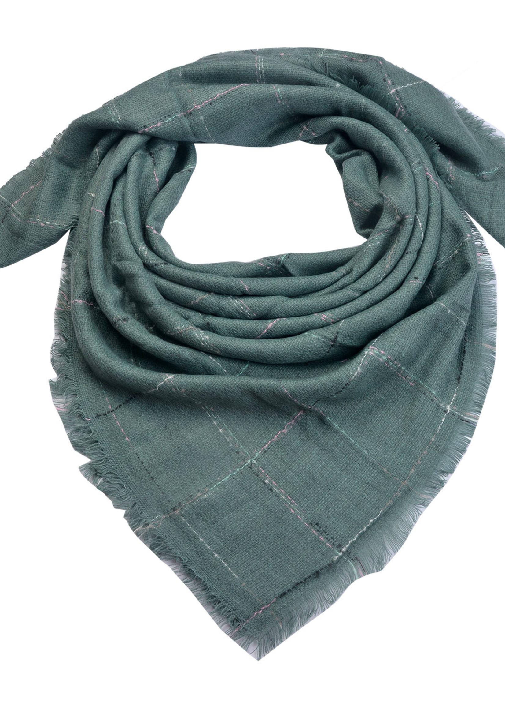 Clayre & Eef Écharpe 130*130 cm vert MLSC0322GR