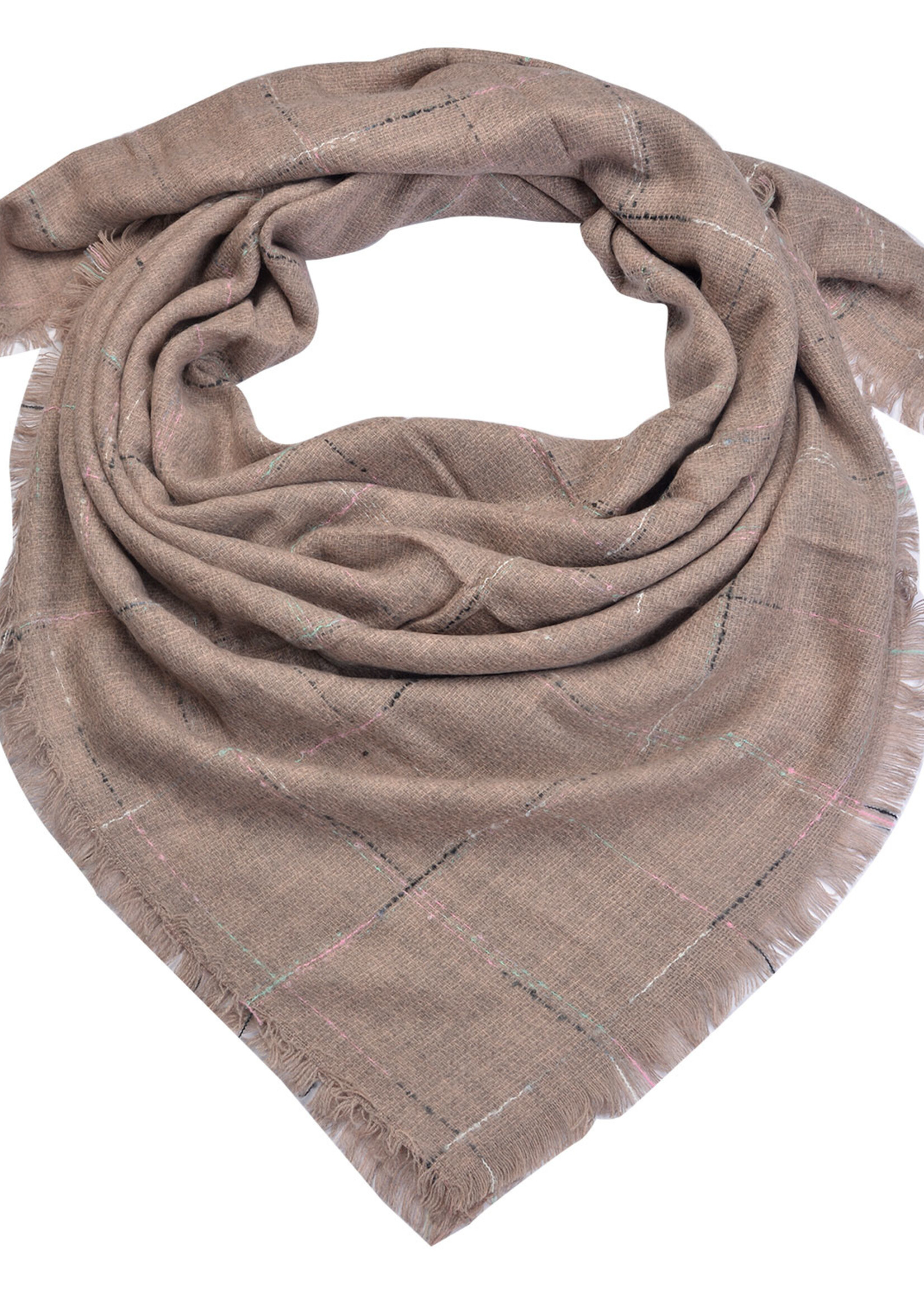 Clayre & Eef Sjaal 130*130 cm roze MLSC0322P