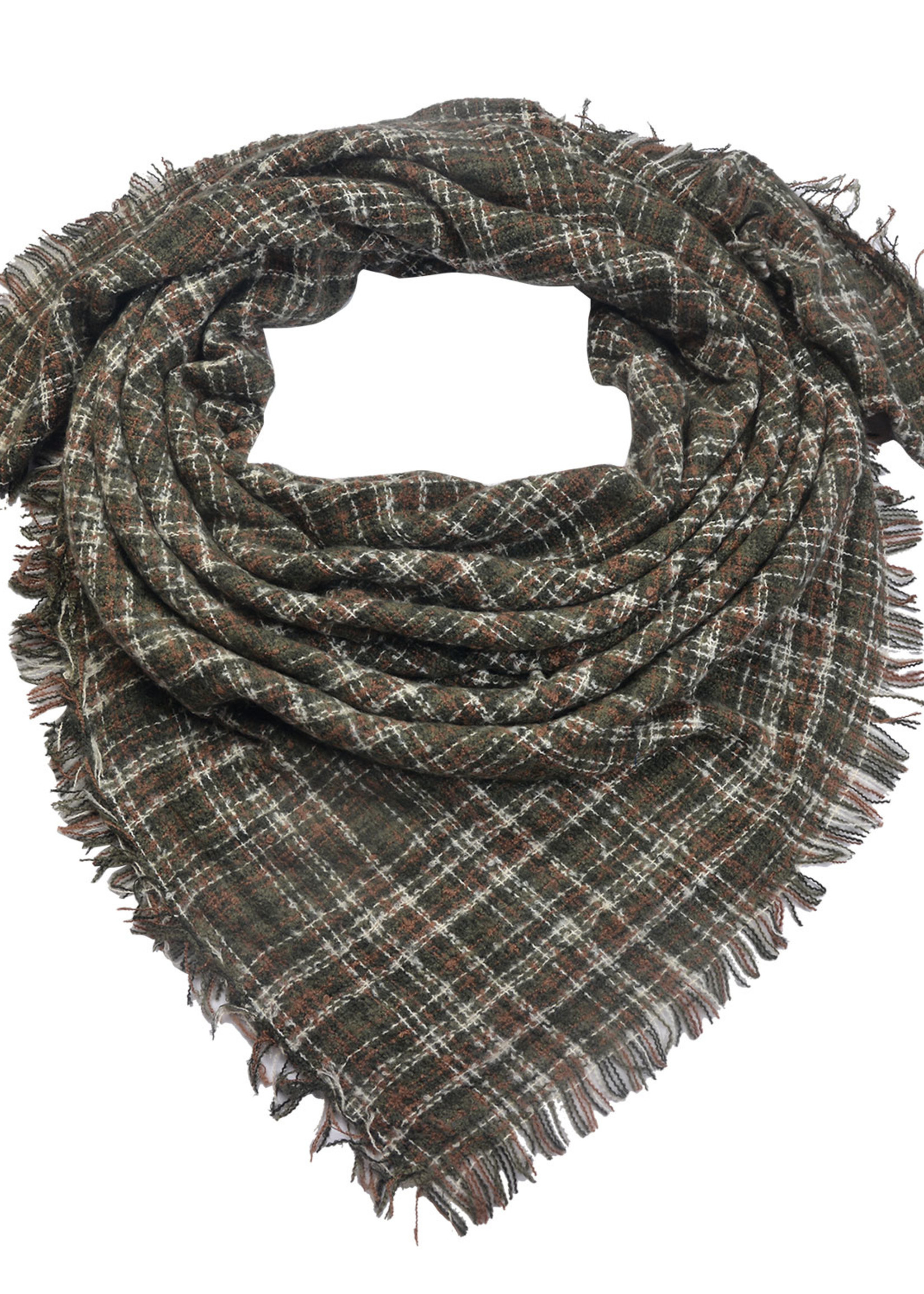 Clayre & Eef Écharpe 130*130 cm vert MLSC0325GR