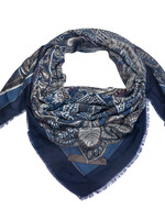 Clayre & Eef Sjaal 135*135 cm blauw MLSC0336BL