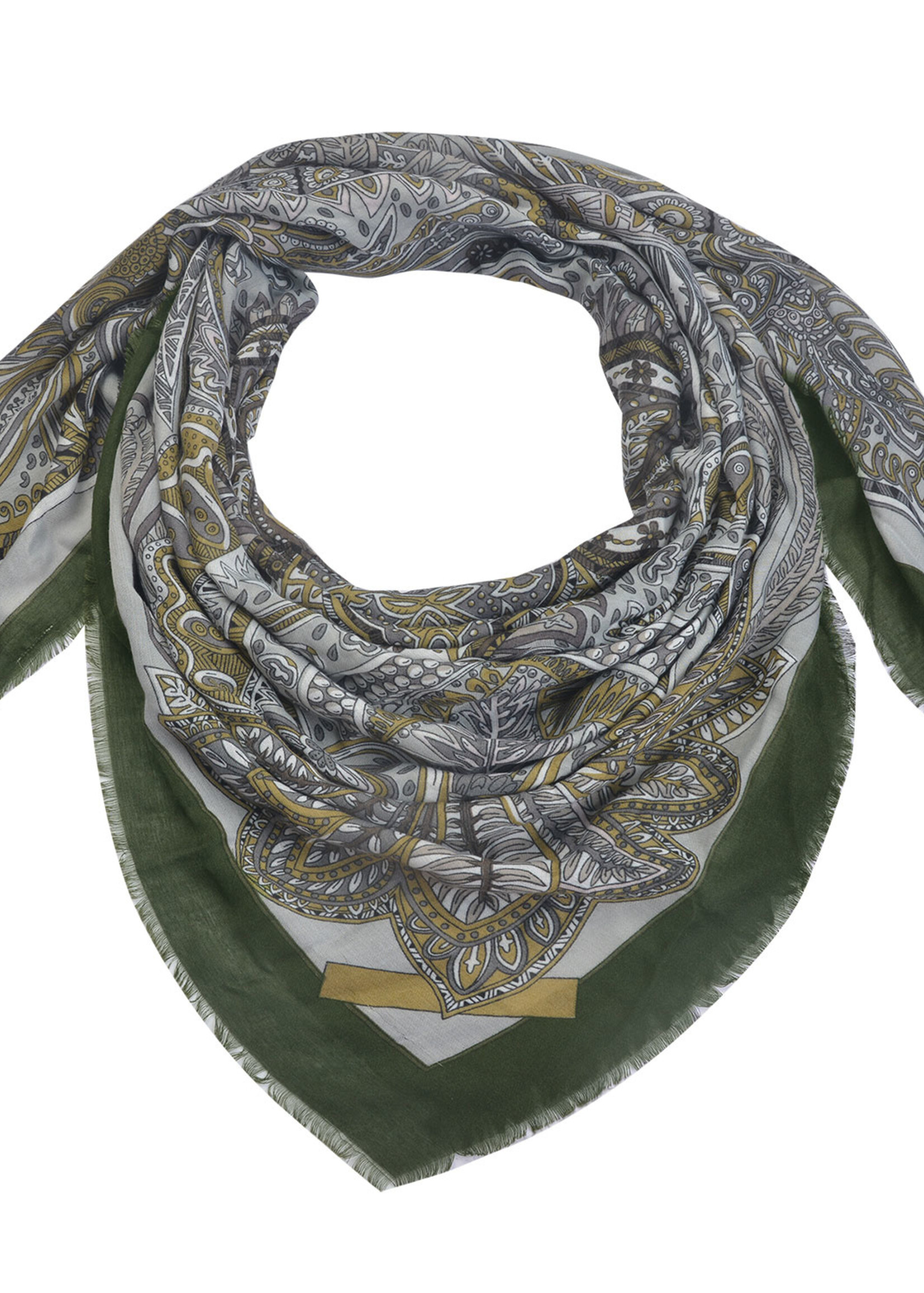 Clayre & Eef Écharpe 135*135 cm vert MLSC0336GR