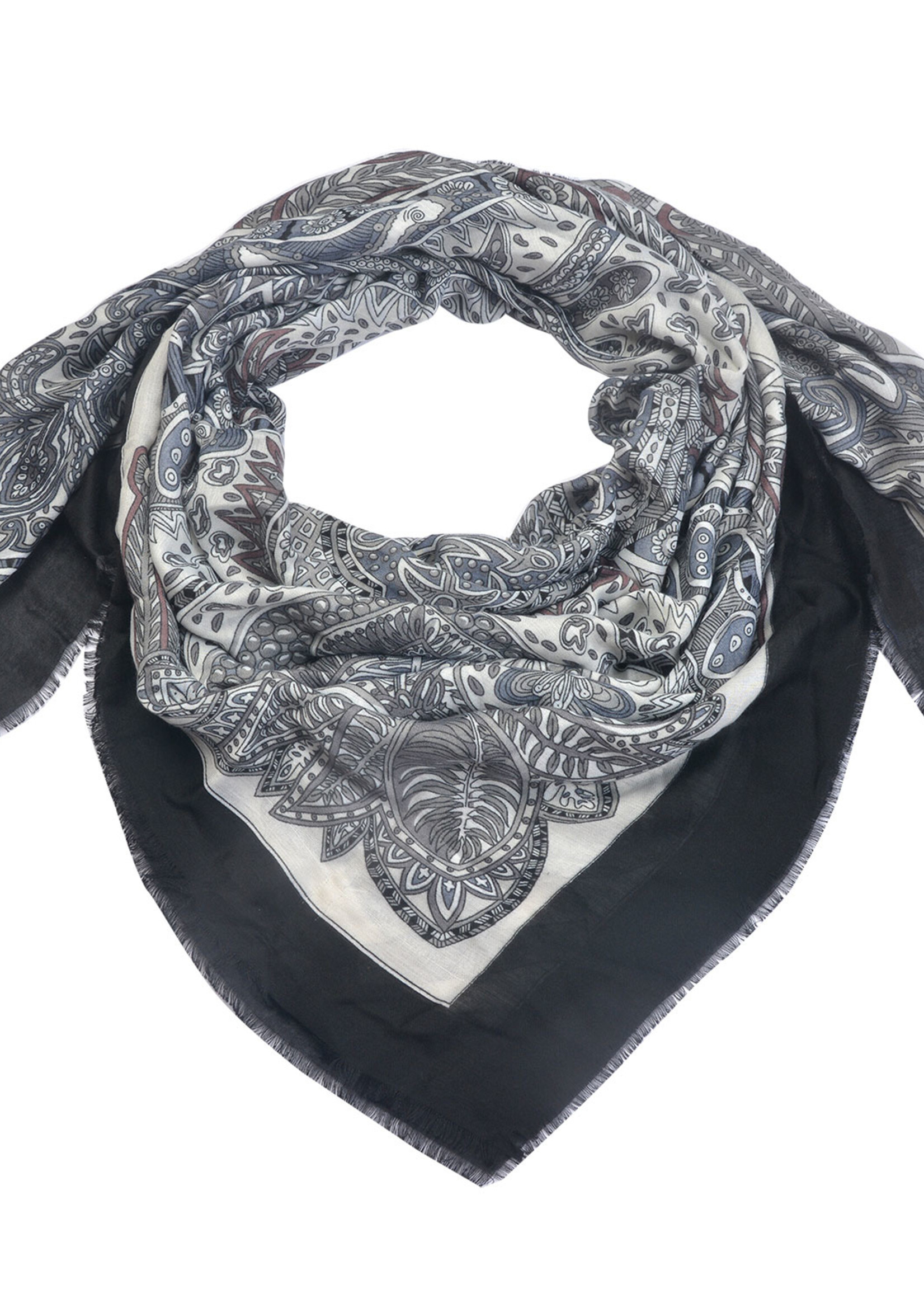 Clayre & Eef Écharpe 135*135 cm noir MLSC0336Z