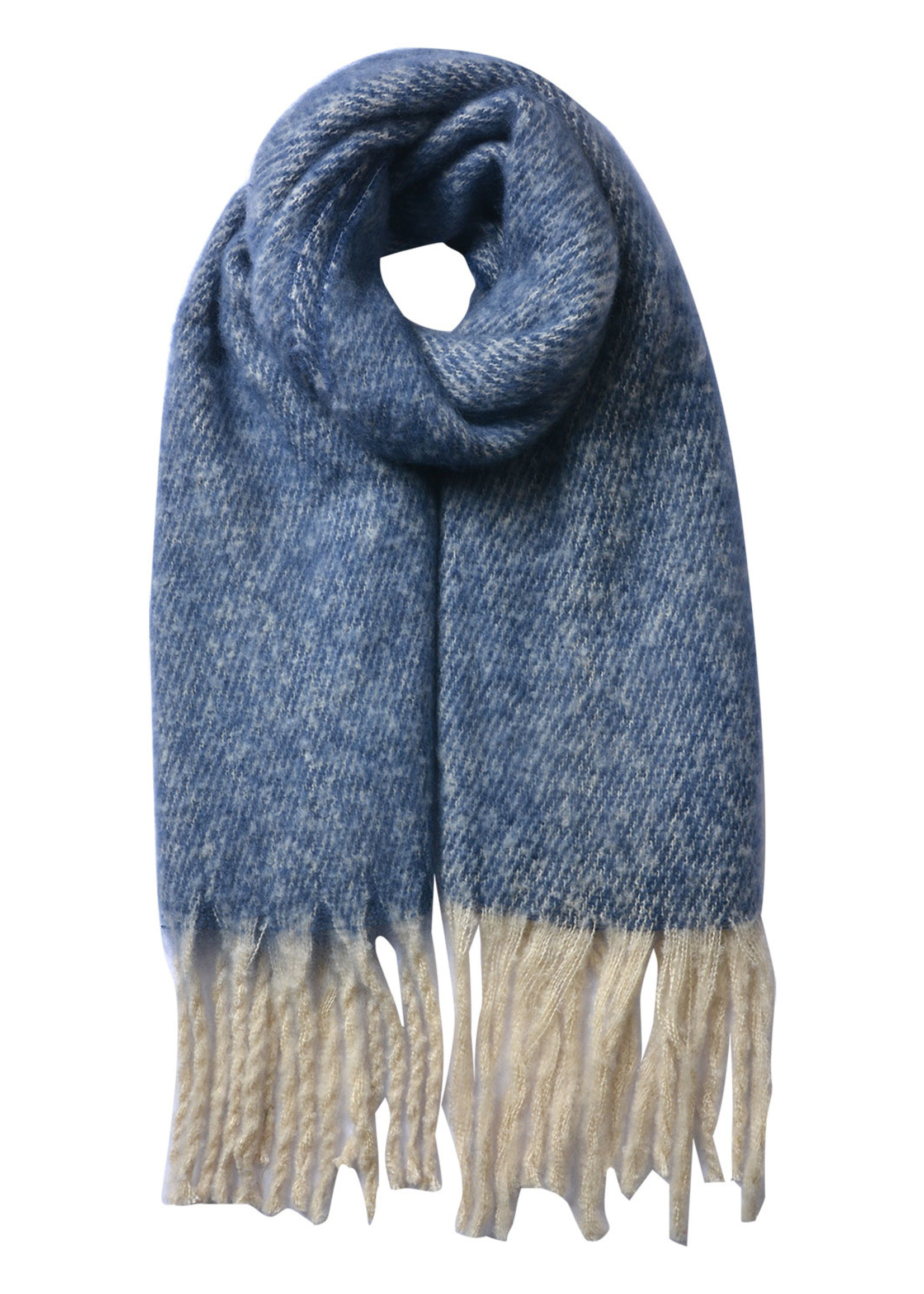 Clayre & Eef Sjaal 50*180 cm blauw MLSC0338BL