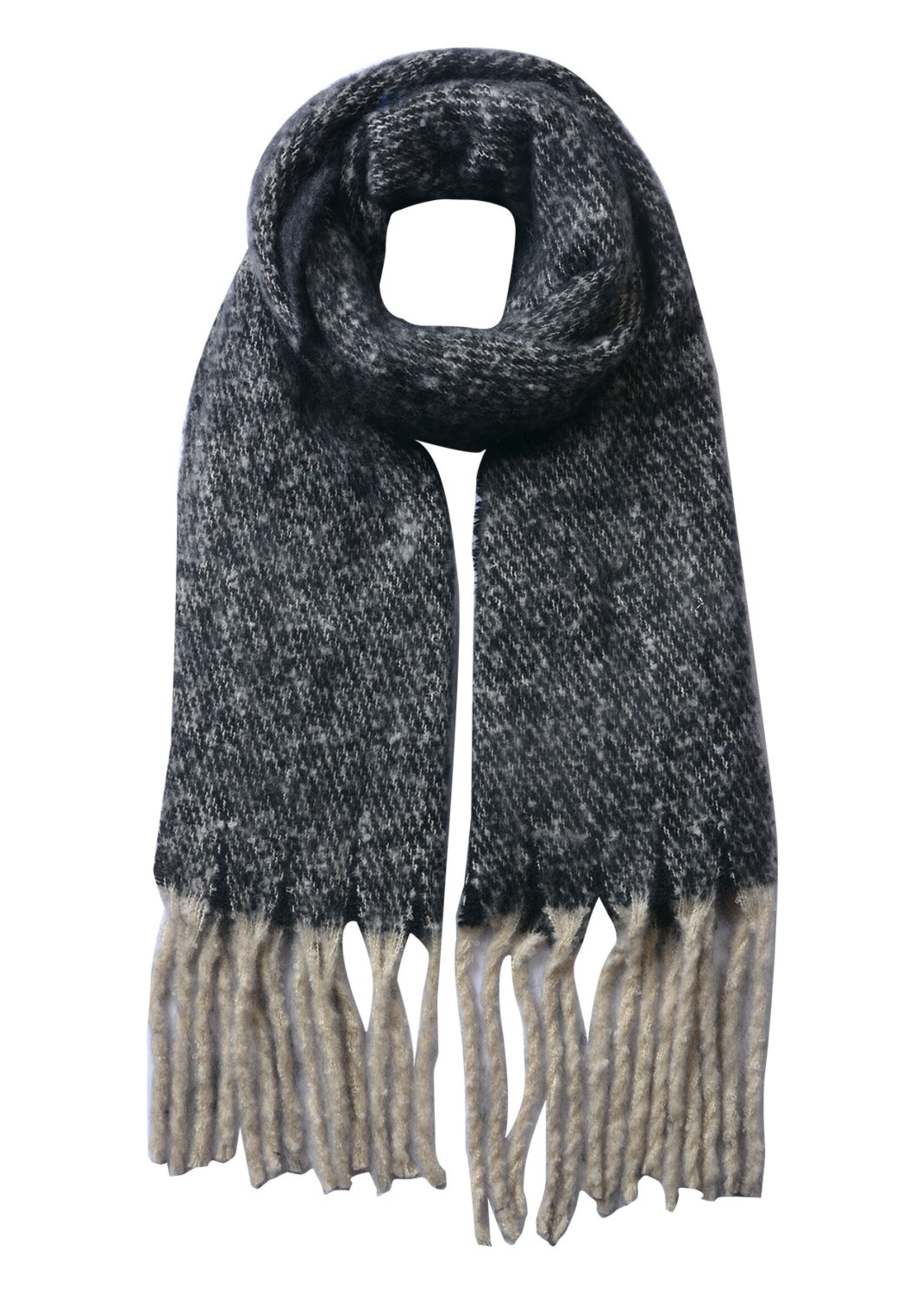 Clayre & Eef Écharpe 50*180 cm noir MLSC0338Z