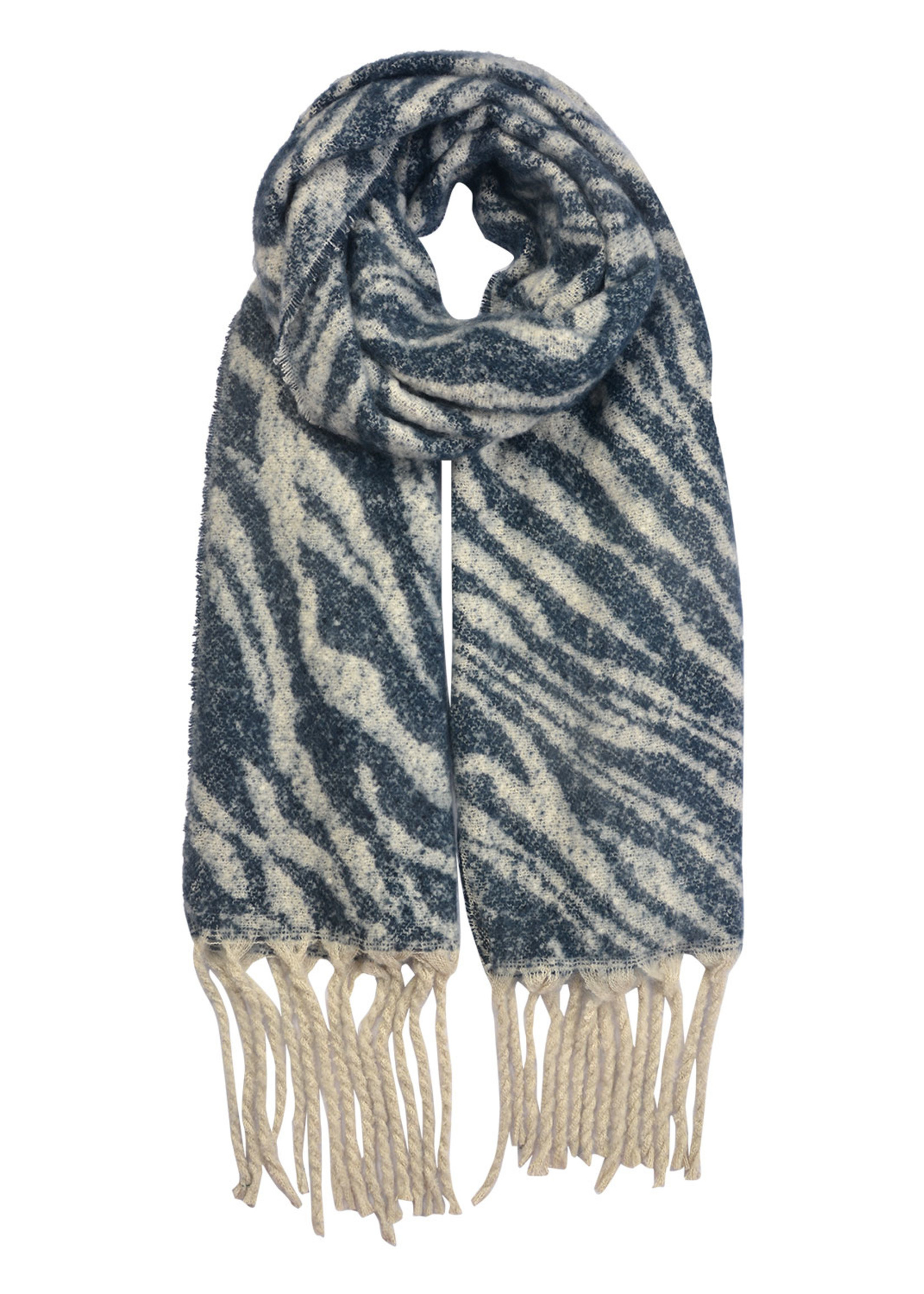 Clayre & Eef Sjaal 50*190 cm blauw MLSC0361BL