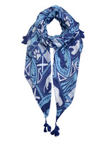 Clayre & Eef Sjaal 90*180 cm blauw MLSC0366