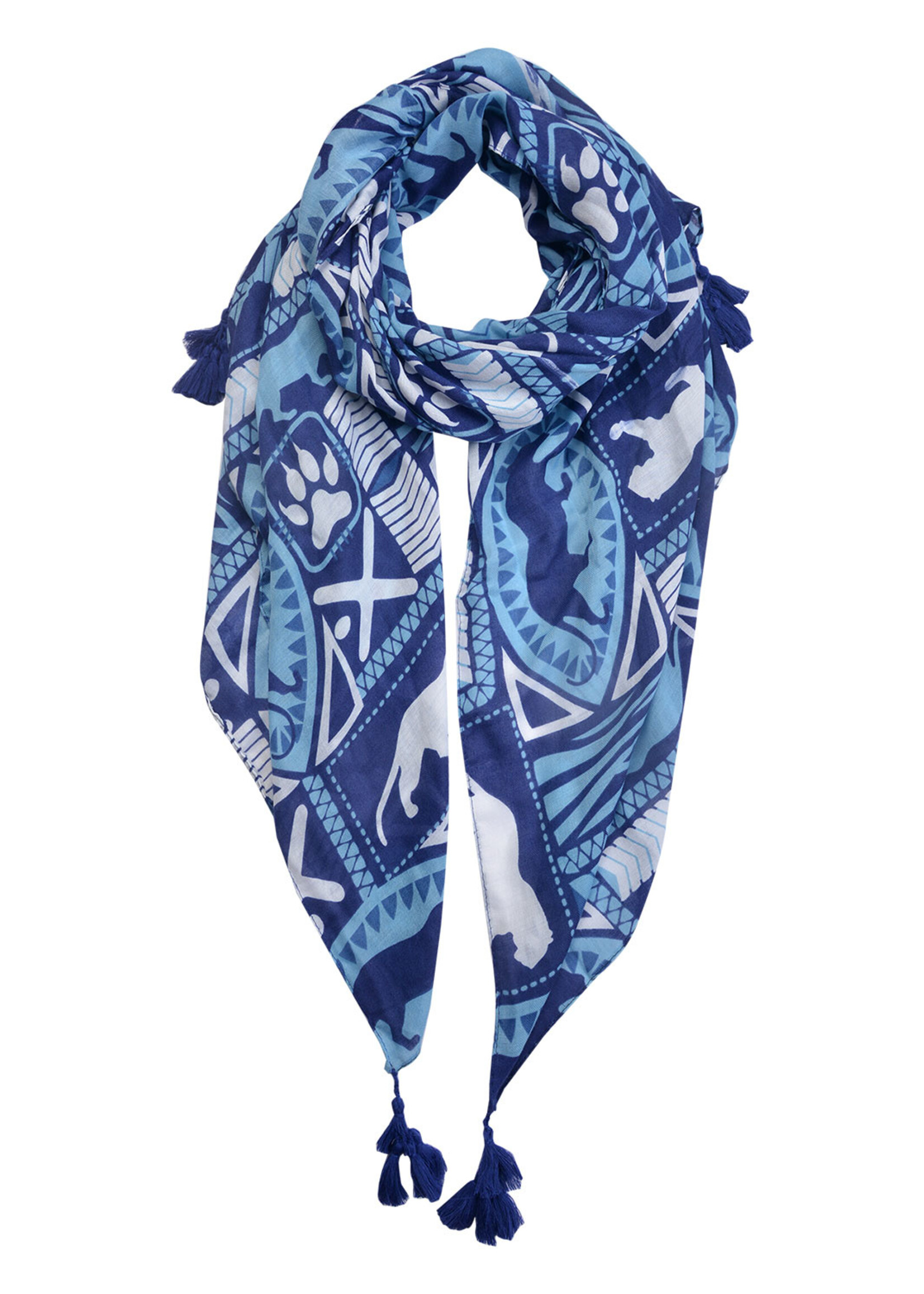 Clayre & Eef Écharpe 90*180 cm bleu MLSC0366