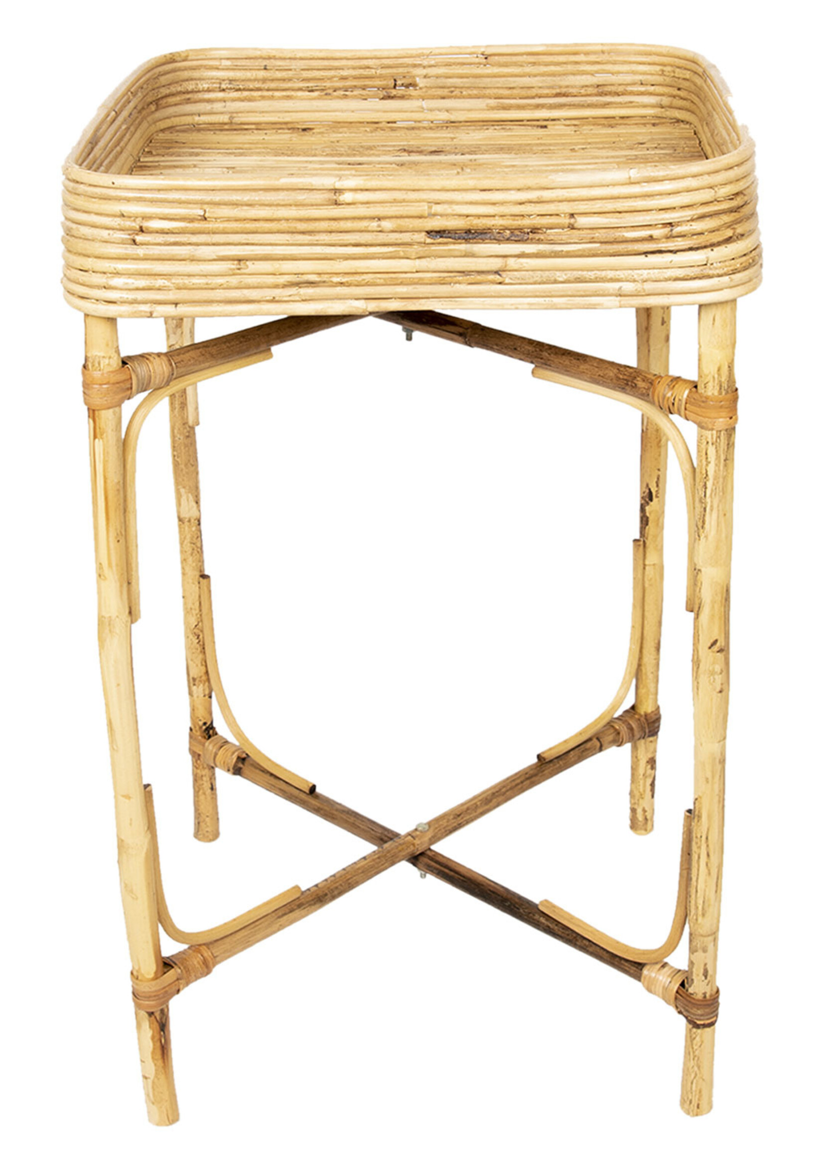 Clayre & Eef Bijzettafel / Dienblad op standaard 45*45*10/75 cm 5RO0392