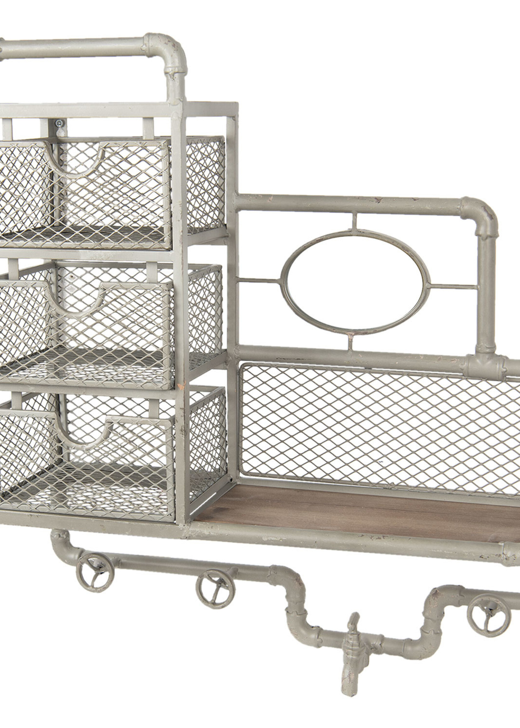 Clayre & Eef Étagère mural de fer et bois 56*19*65 cm 5Y0510