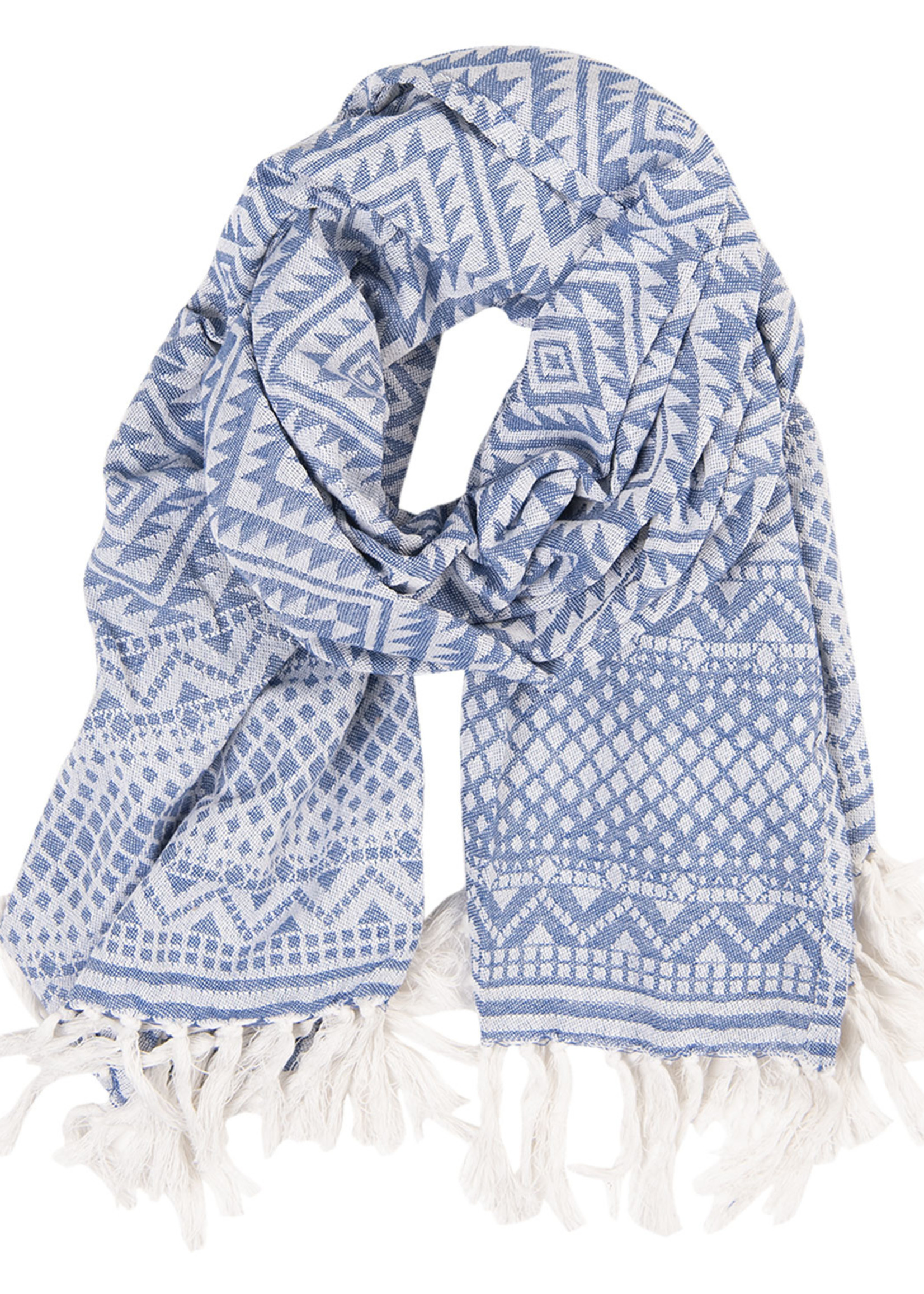 Clayre & Eef Sjaal 90*170 cm blauw JZSC0422