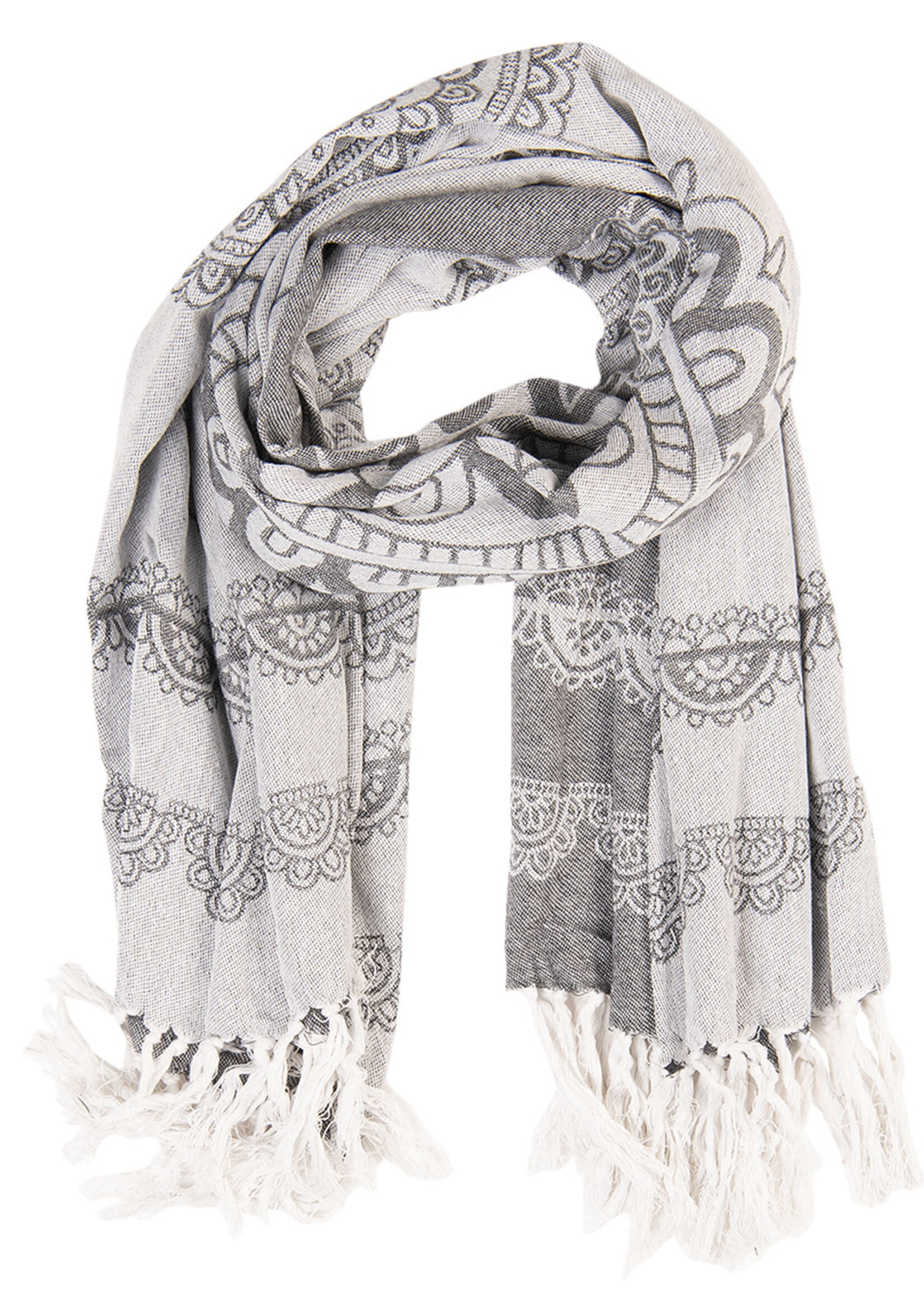 Clayre & Eef Écharpe 90*170 cm gris JZSC0423