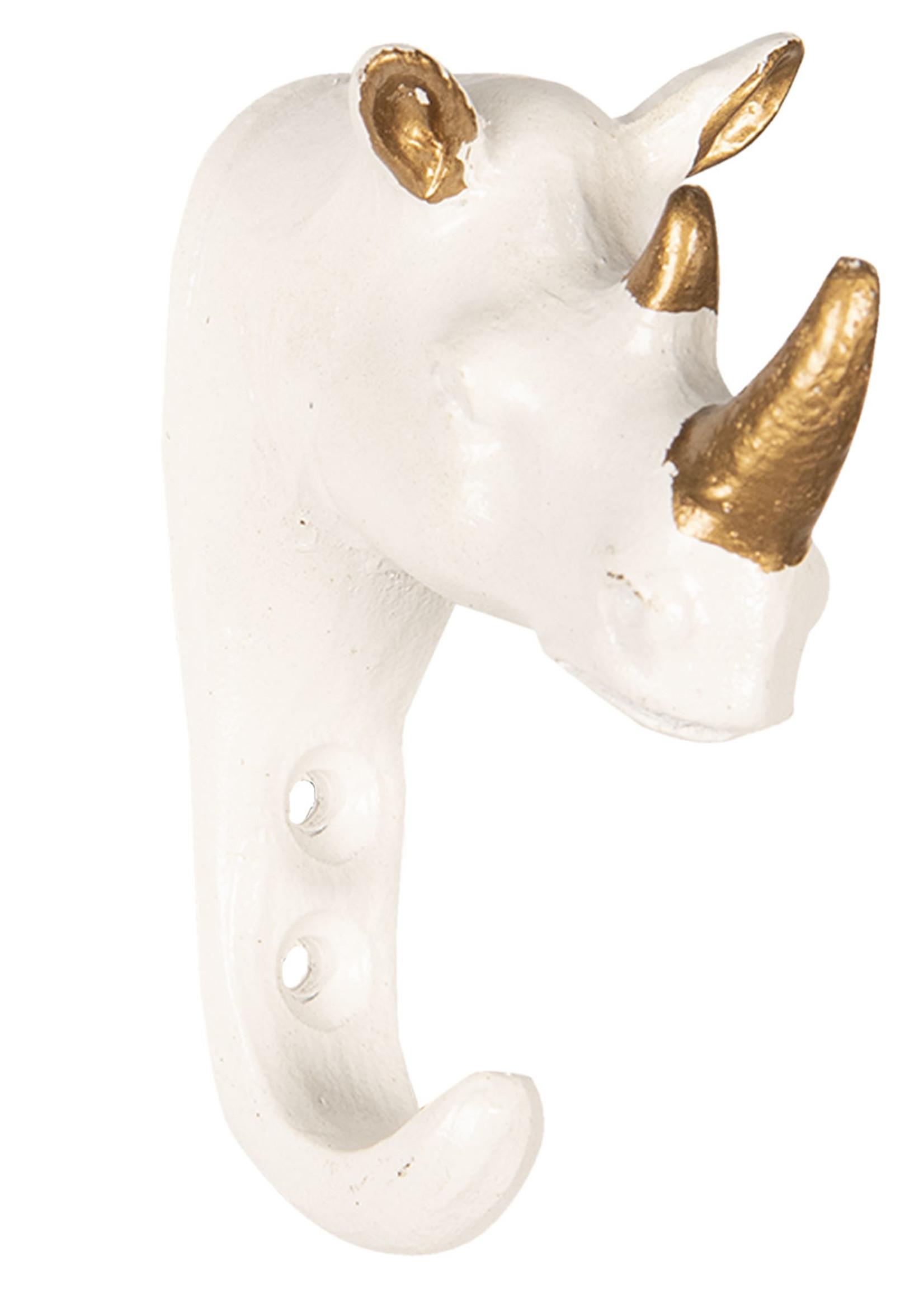 Clayre & Eef Wandhaak neushoorn 4*6*8 cm 6Y3368