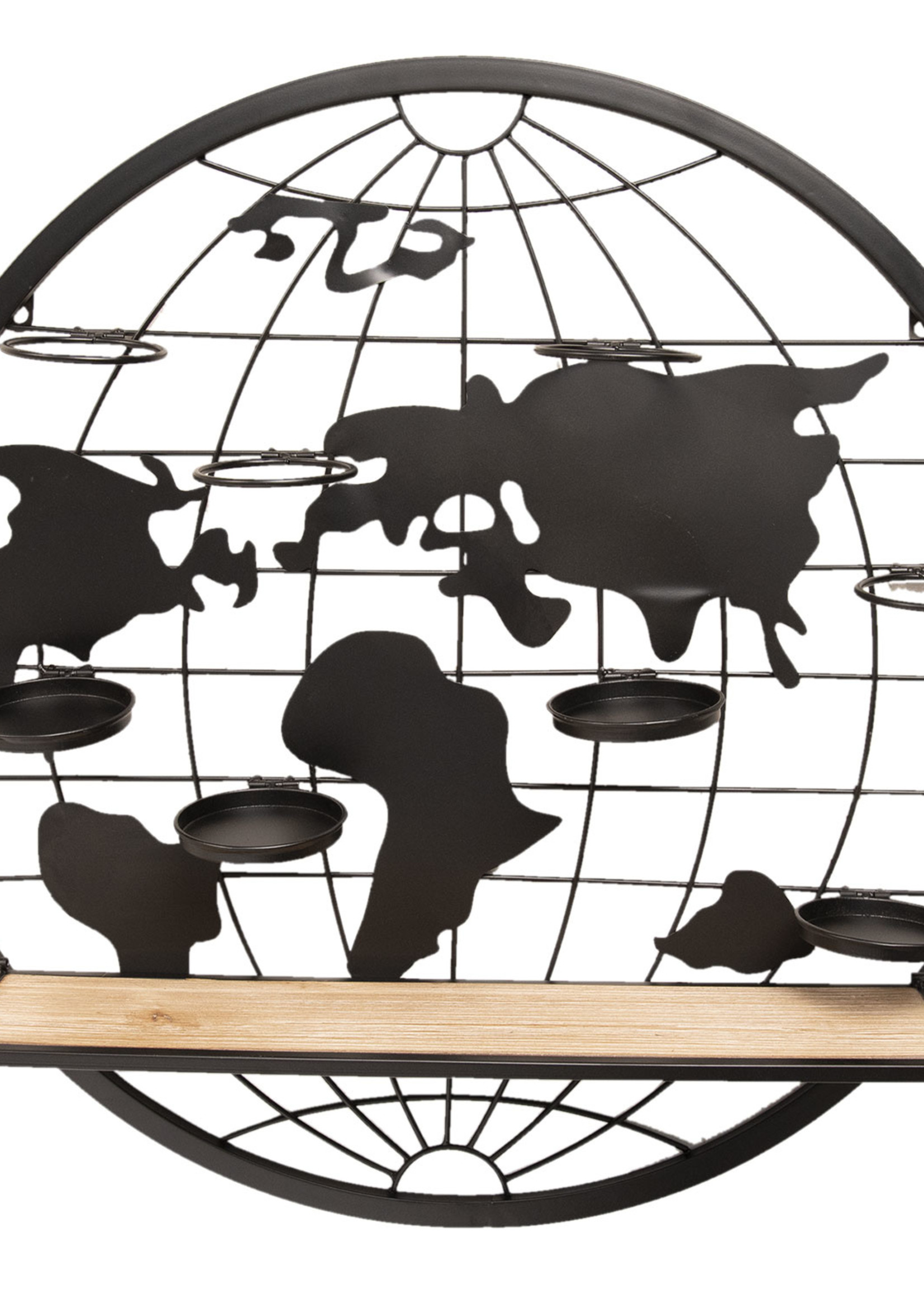 Clayre & Eef Étagère murale de fer et bois Ø 70*14 cm 50354