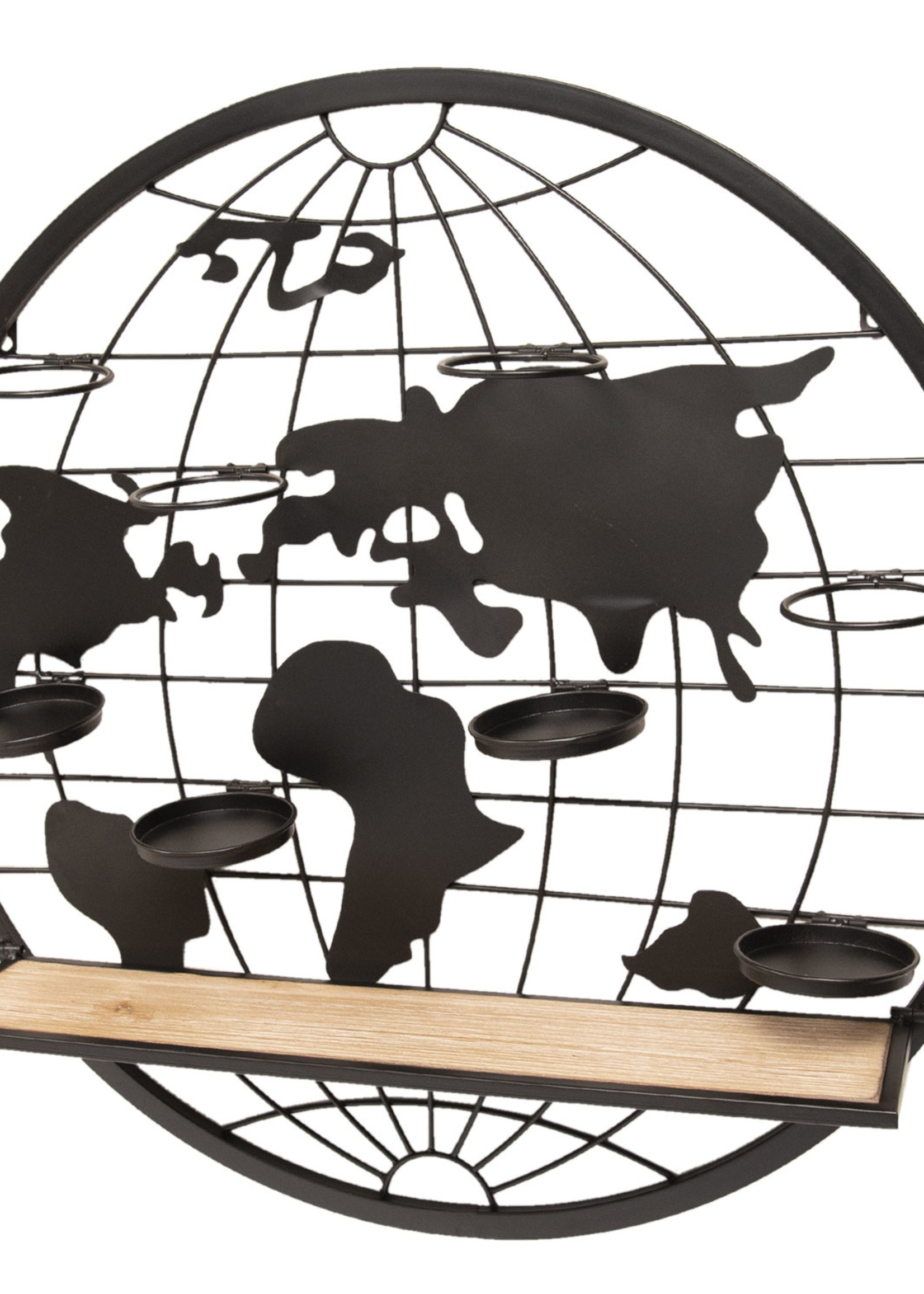 Clayre & Eef Étagère murale de fer et bois Ø 70*14 cm 50354