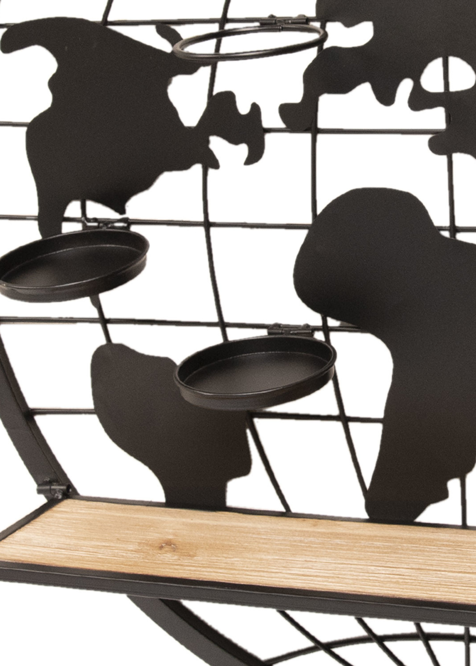 Clayre & Eef Étagère murale de fer et bois Ø 70*14 cm 50354