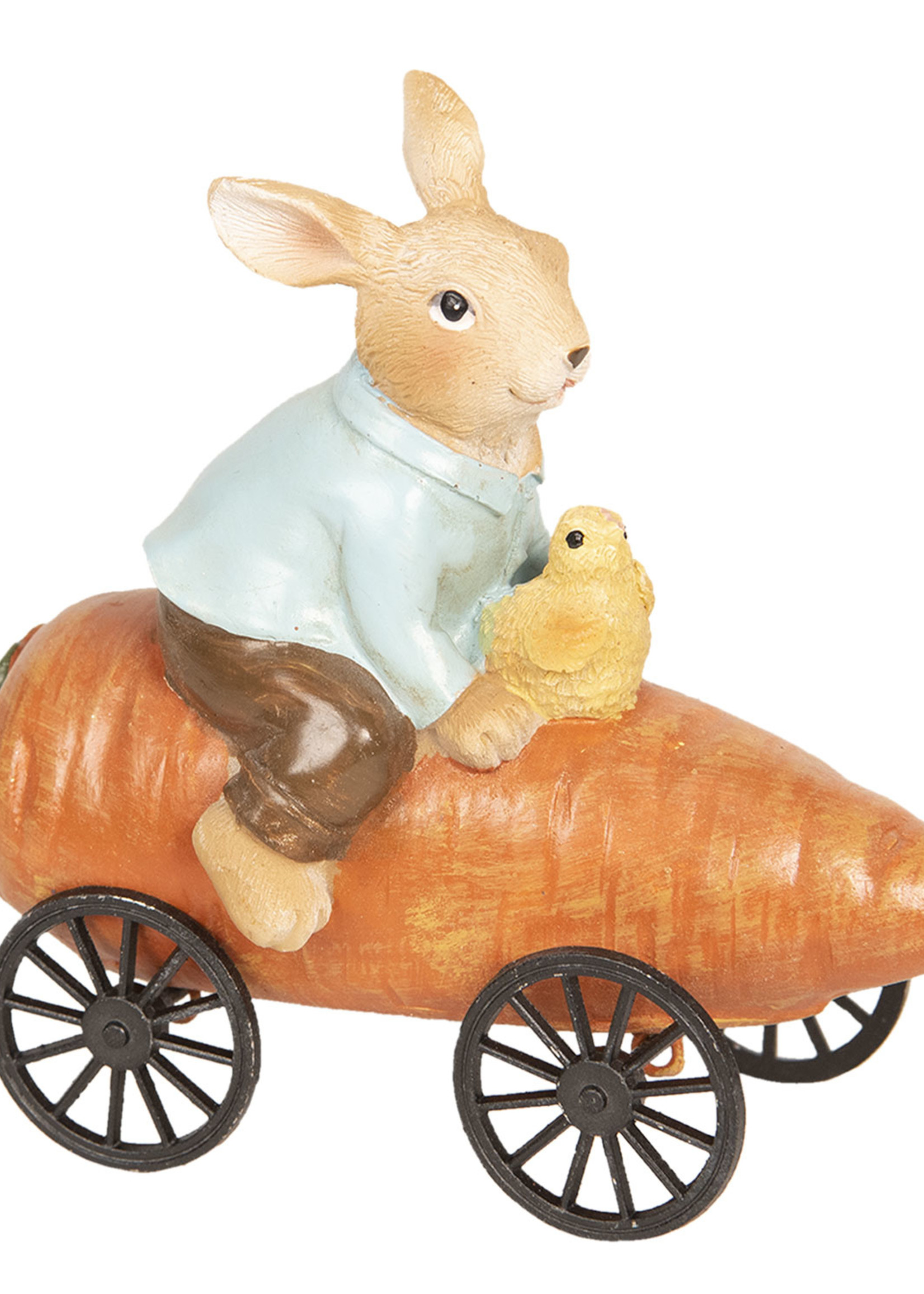 Clayre & Eef Decoratie konijn op wortel 12*6*11 cm 6PR2592